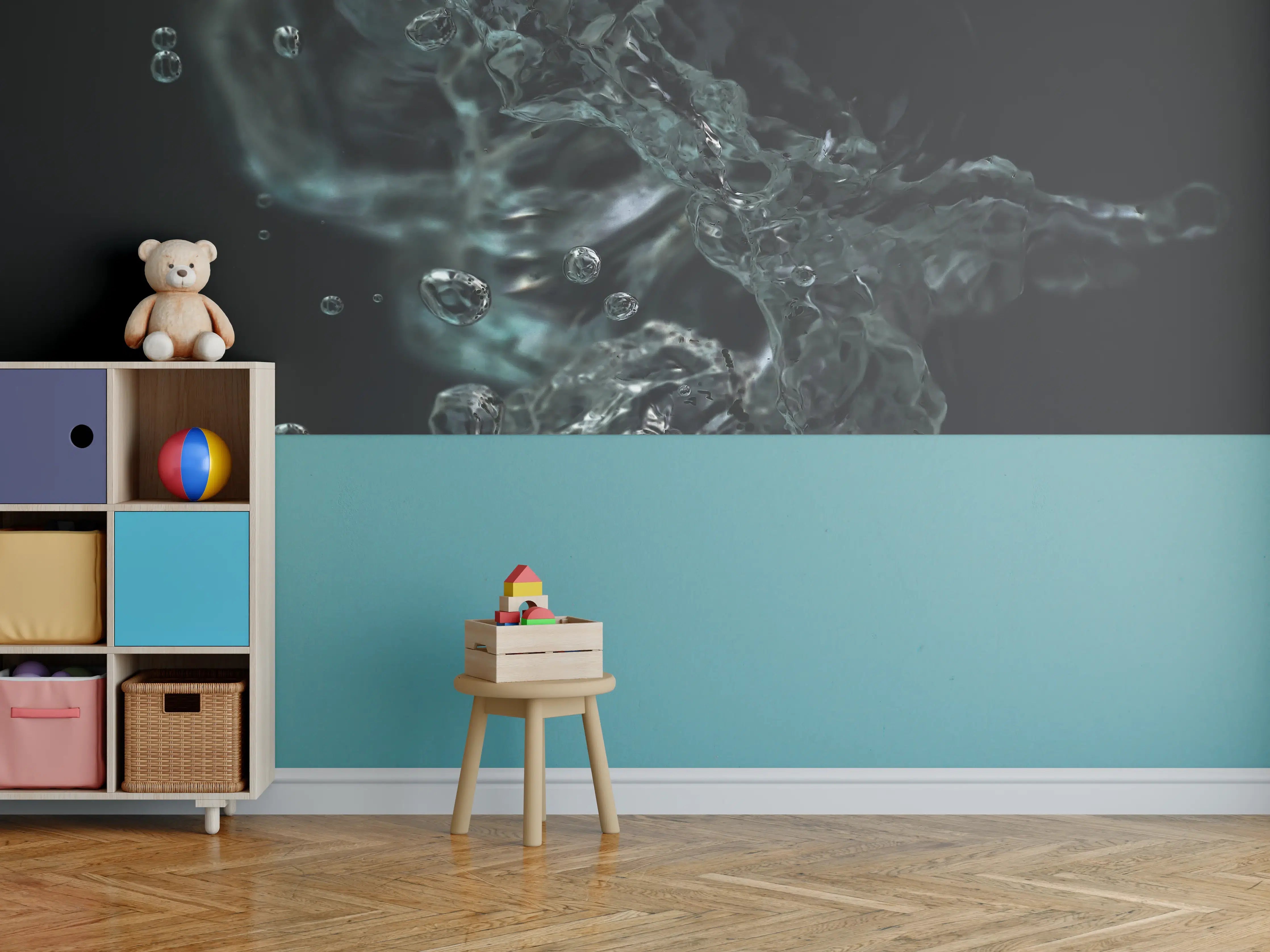 Kinderzimmer Wandgestaltung - Dunkle Wasserkunst Makro