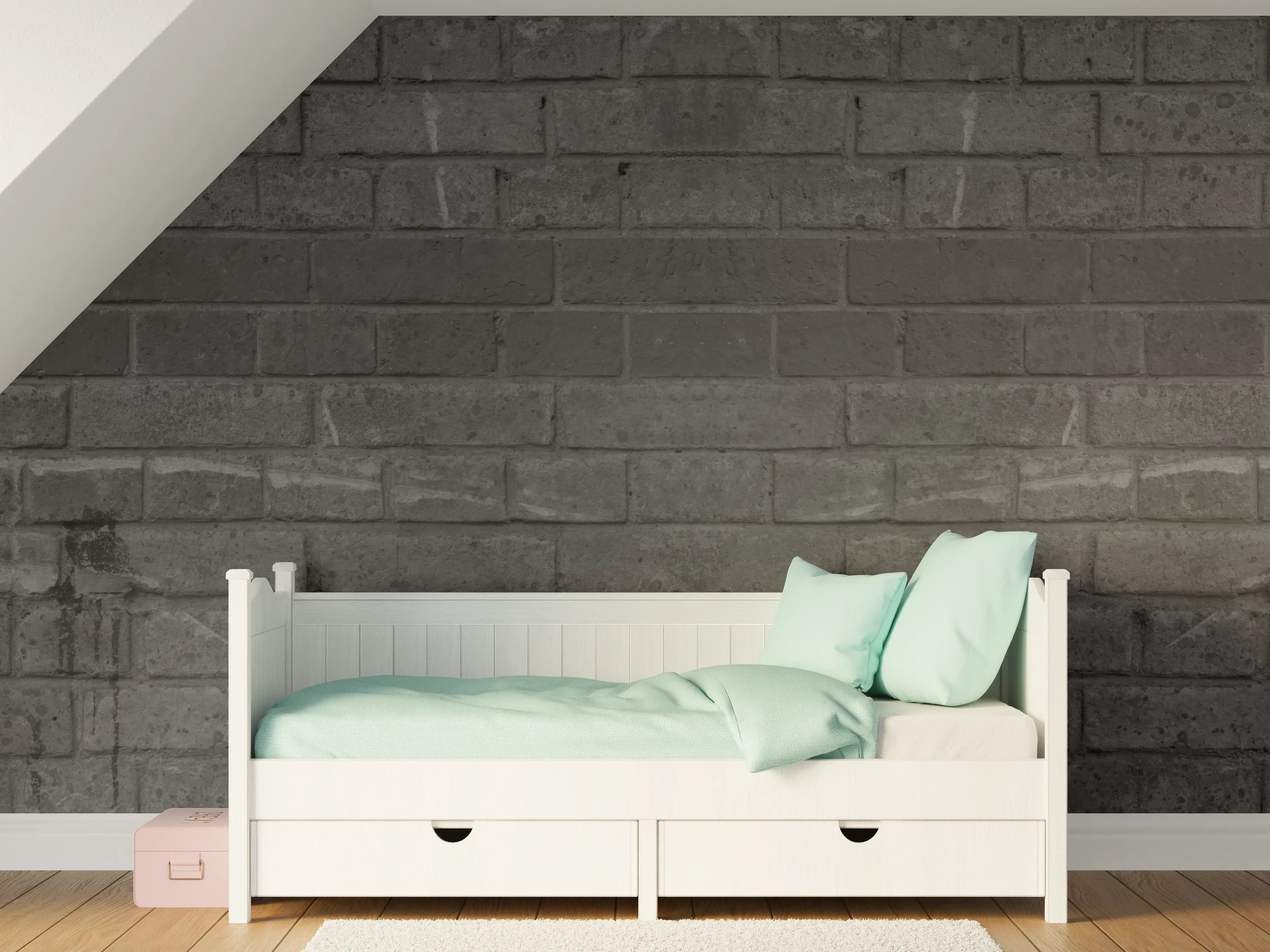 Kinderzimmer Wandgestaltung - Dunkle abgenutzte Ziegelmauer