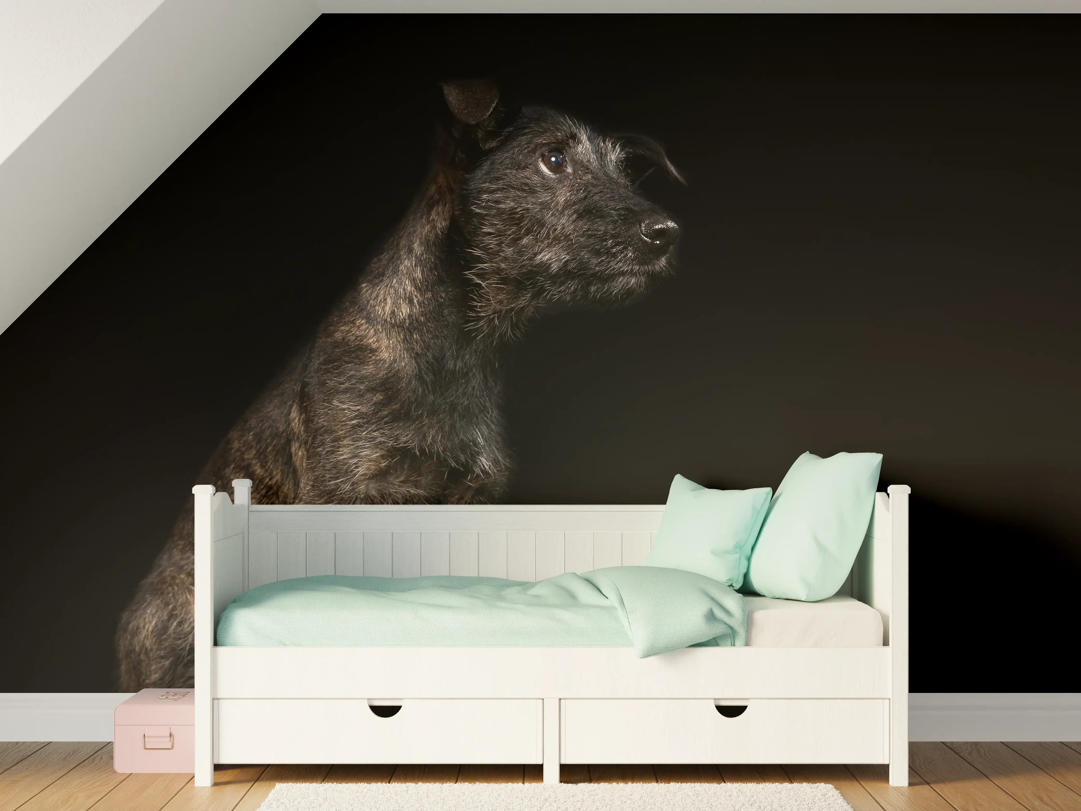 Kinderzimmer Wandgestaltung - Dunkler Cairn Terrier Hund