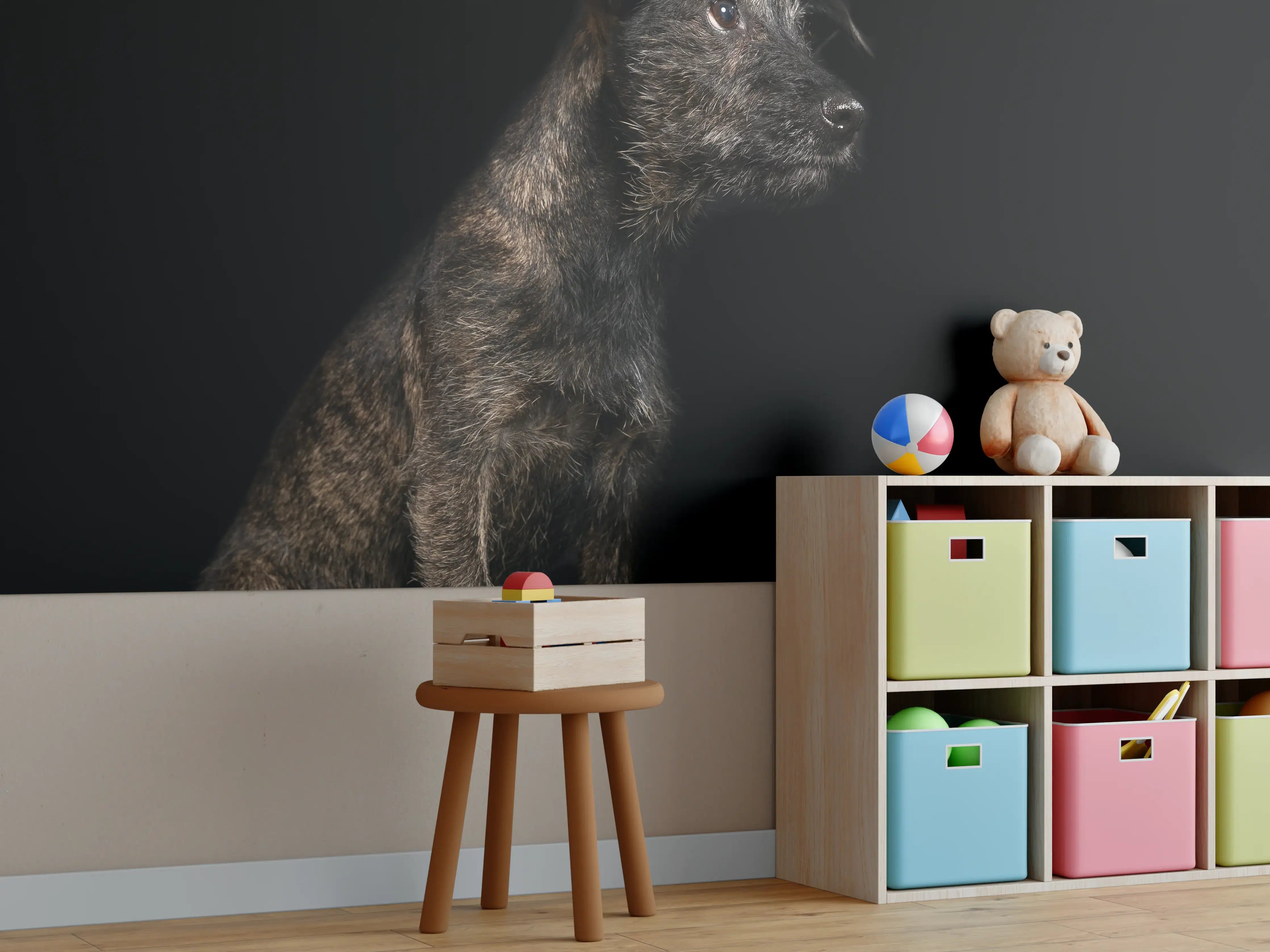 Kinderzimmer Wandgestaltung - Dunkler Cairn Terrier Hund
