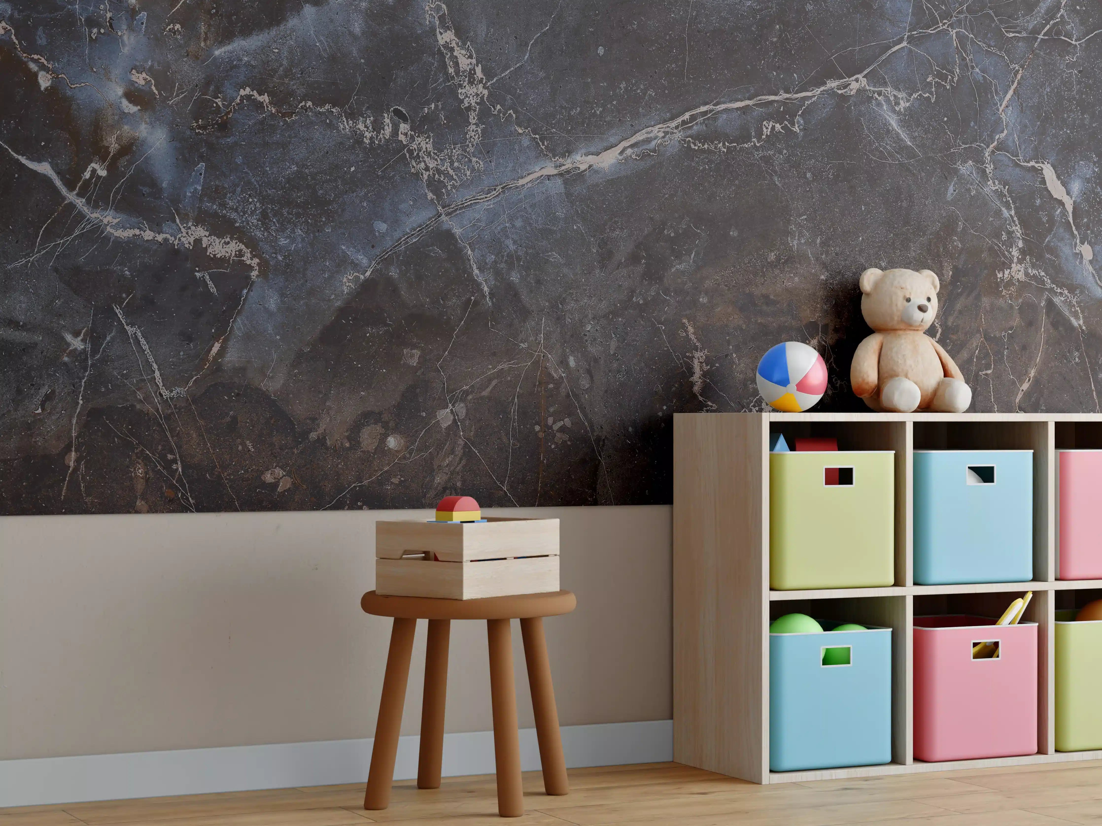 Kinderzimmer Wandgestaltung - Dunkler Marmor