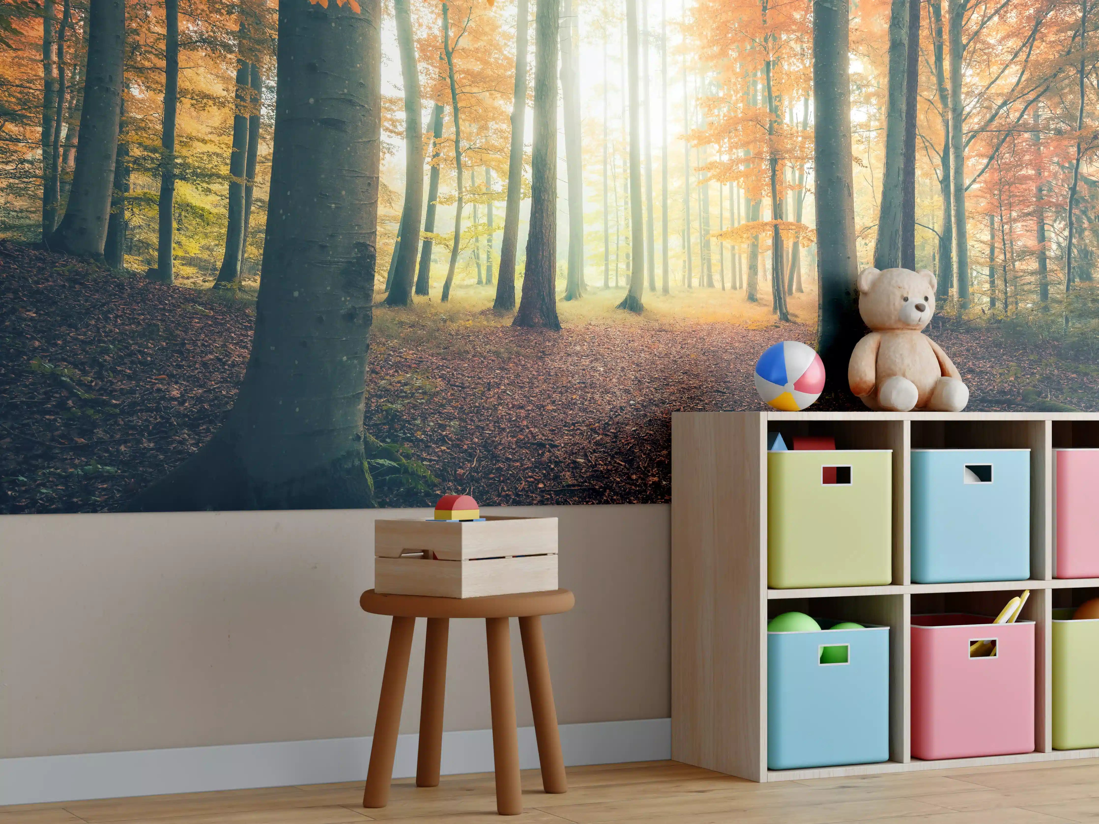 Kinderzimmer Wandgestaltung - Dunkler Wald im Herbst