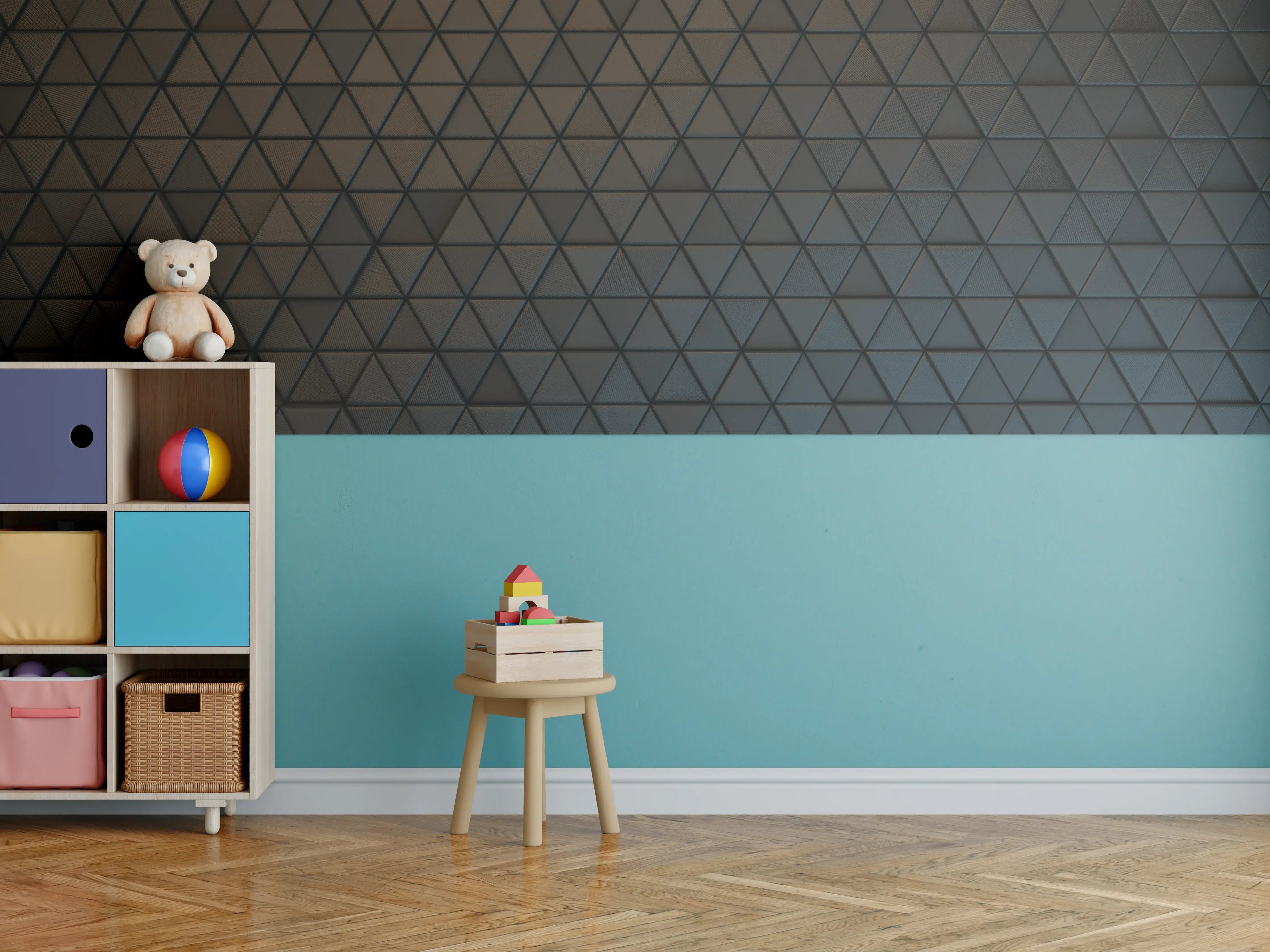 Kinderzimmer Wandgestaltung - Dunkler geometrischer Panel-Hintergrund