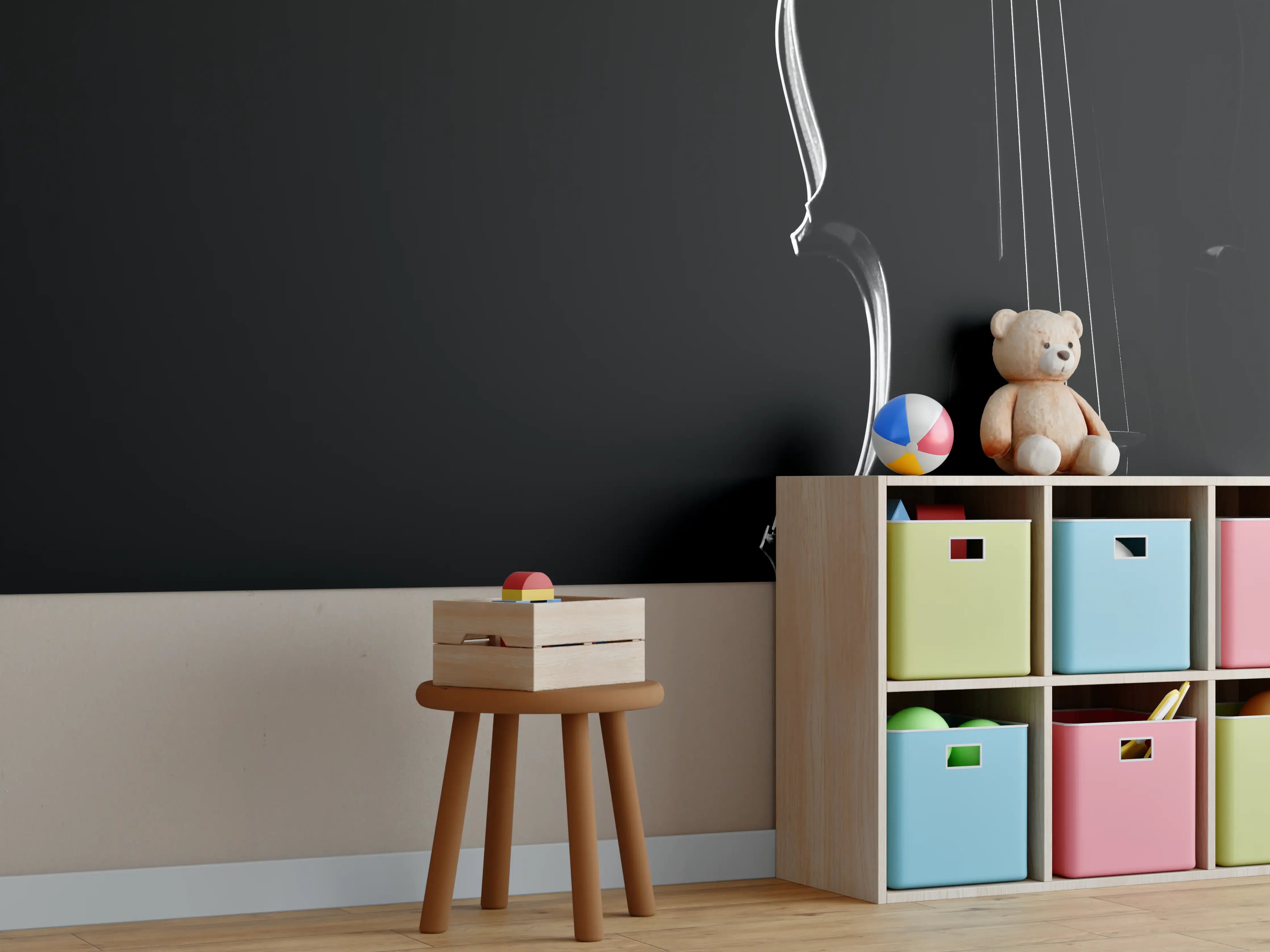 Kinderzimmer Wandgestaltung - Dunkles Bild einer Violine