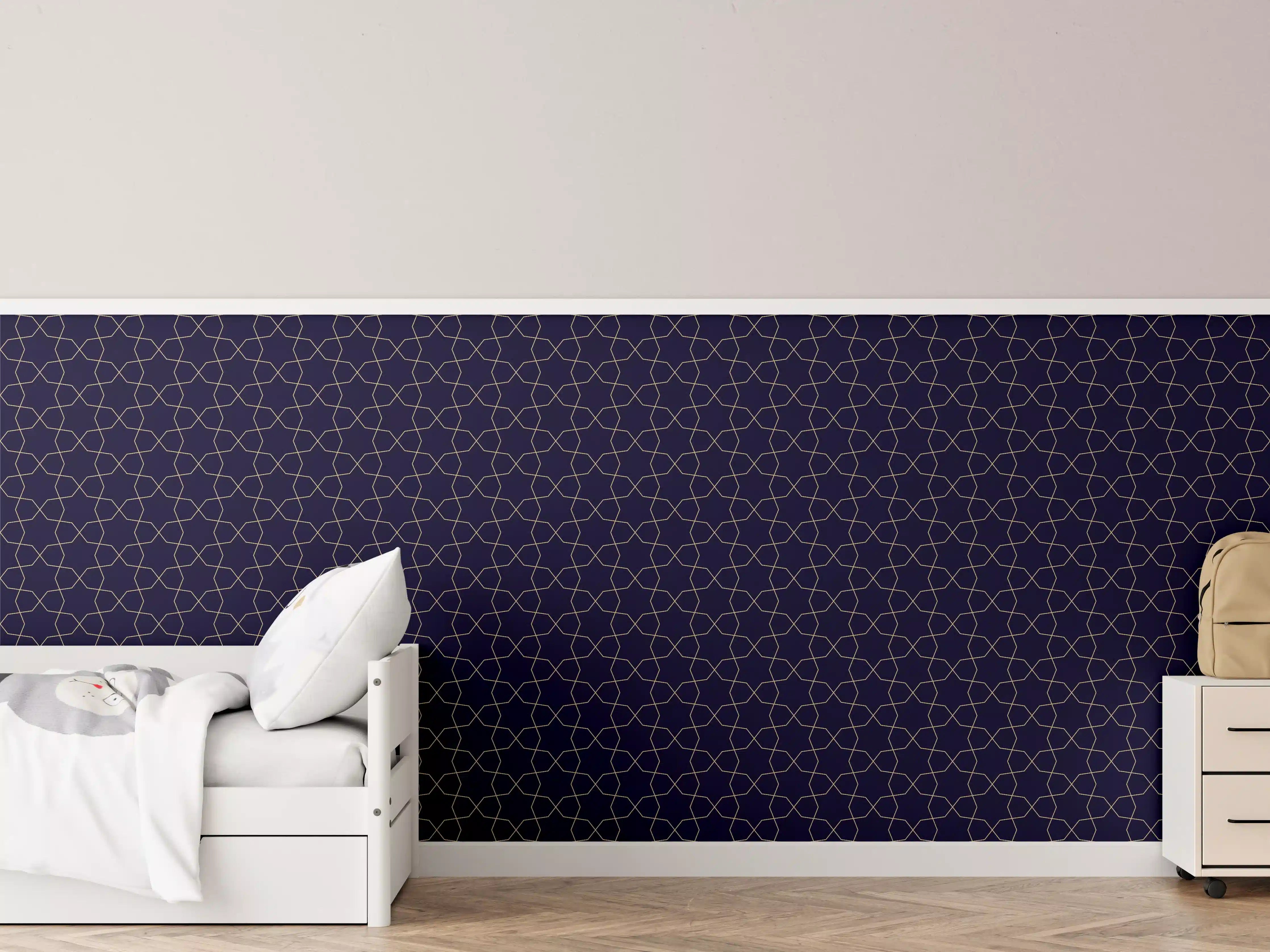 Kinderzimmer Wandgestaltung - Dunkles geometrisches Muster mit feinen Linien
