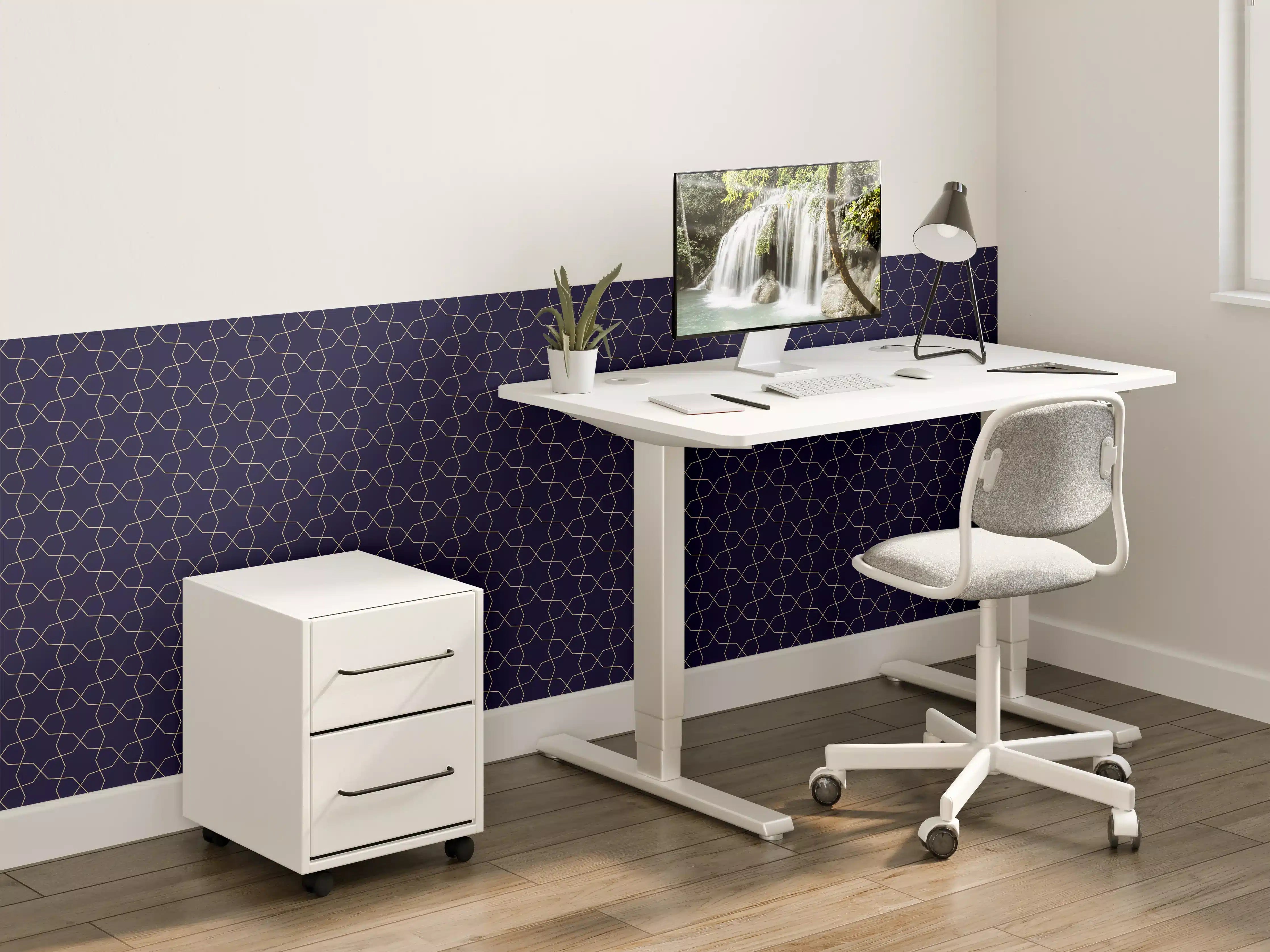 Kinderzimmer Wandgestaltung - Dunkles geometrisches Muster mit feinen Linien