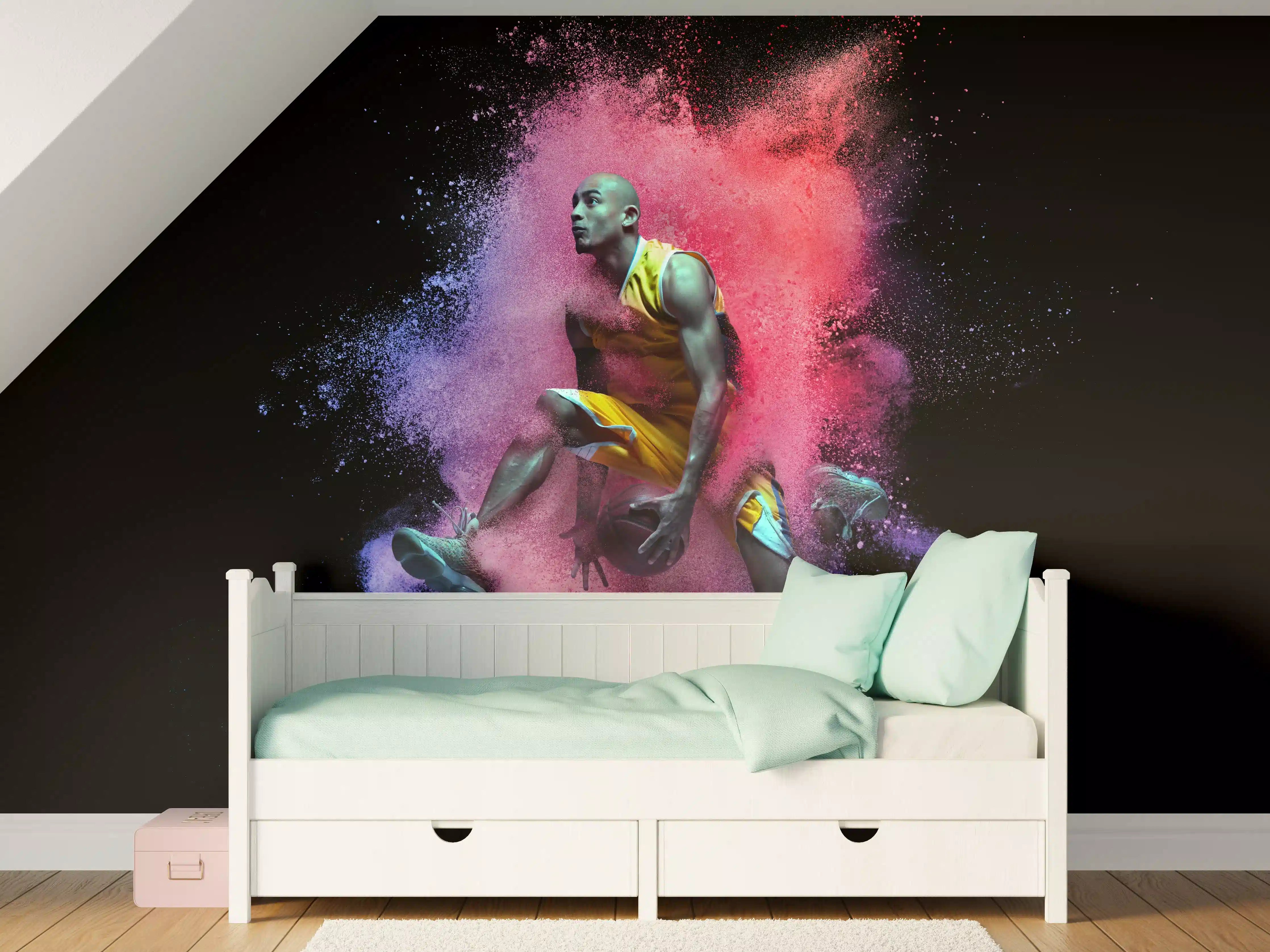 Kinderzimmer Wandgestaltung - Dynamischer Tänzer in Farbschock