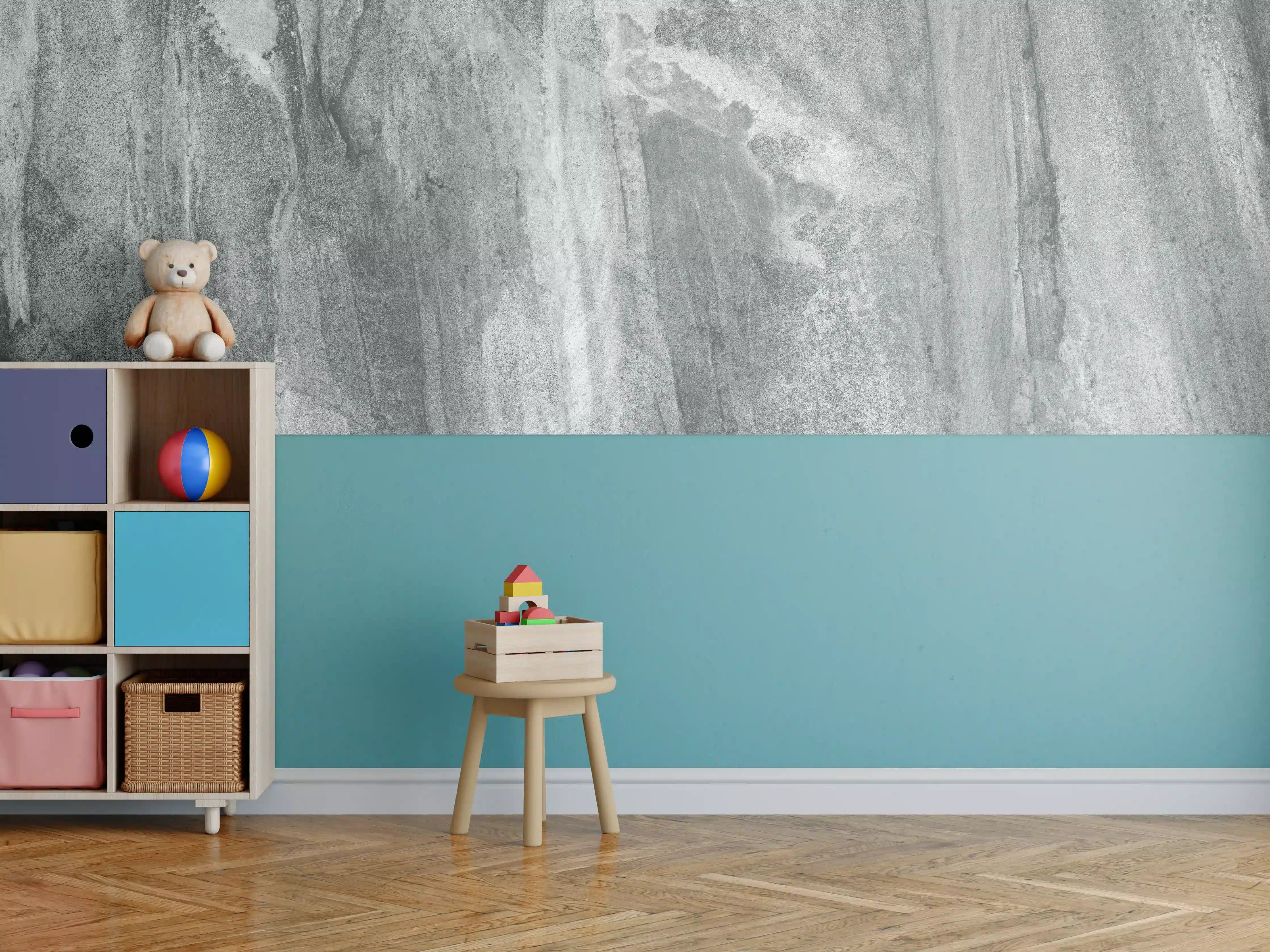 Kinderzimmer Wandgestaltung - Edel Graue Marmor Textur