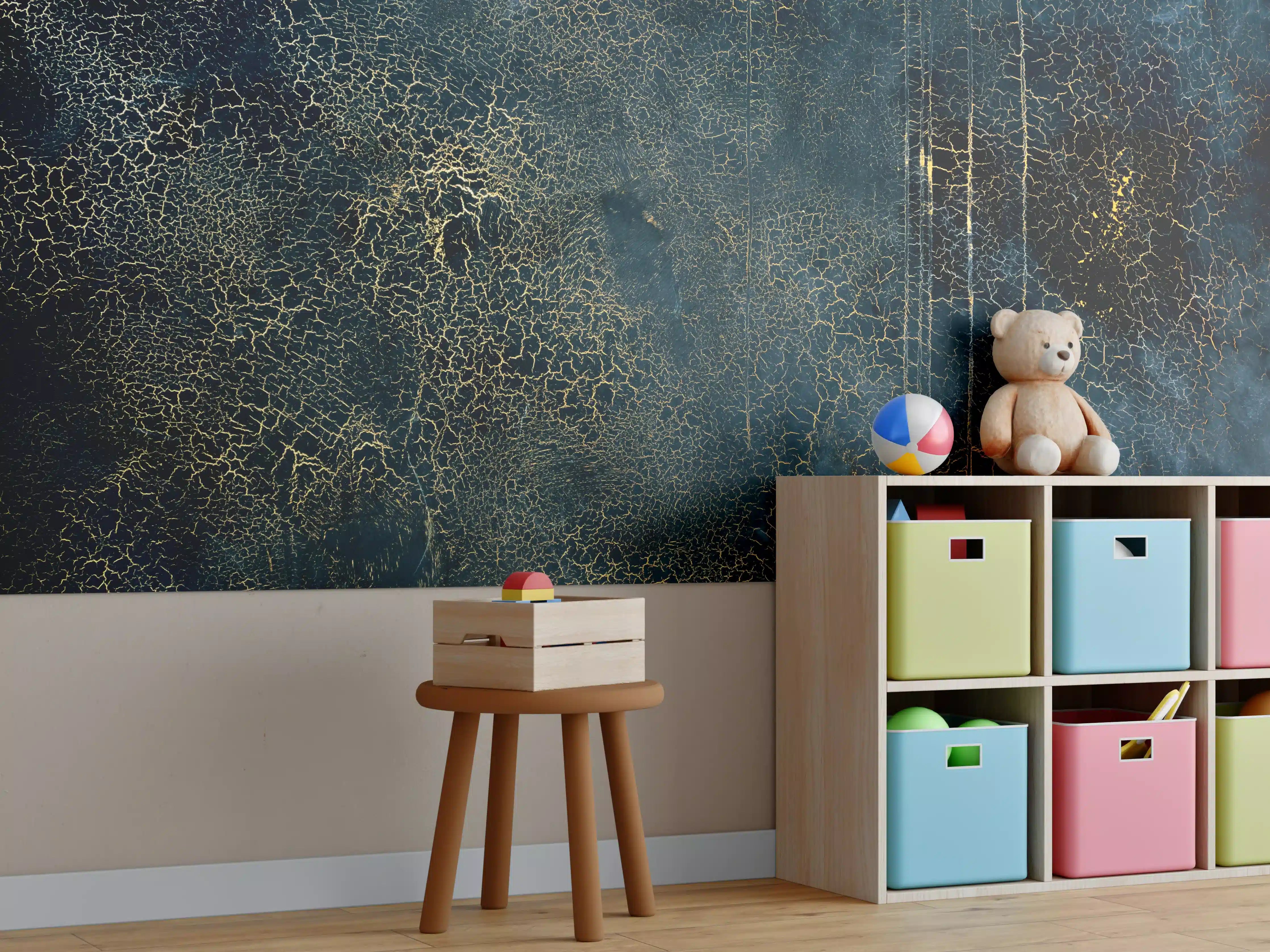 Kinderzimmer Wandgestaltung - Edel-Rissige Textur mit Craquelé- Effekt