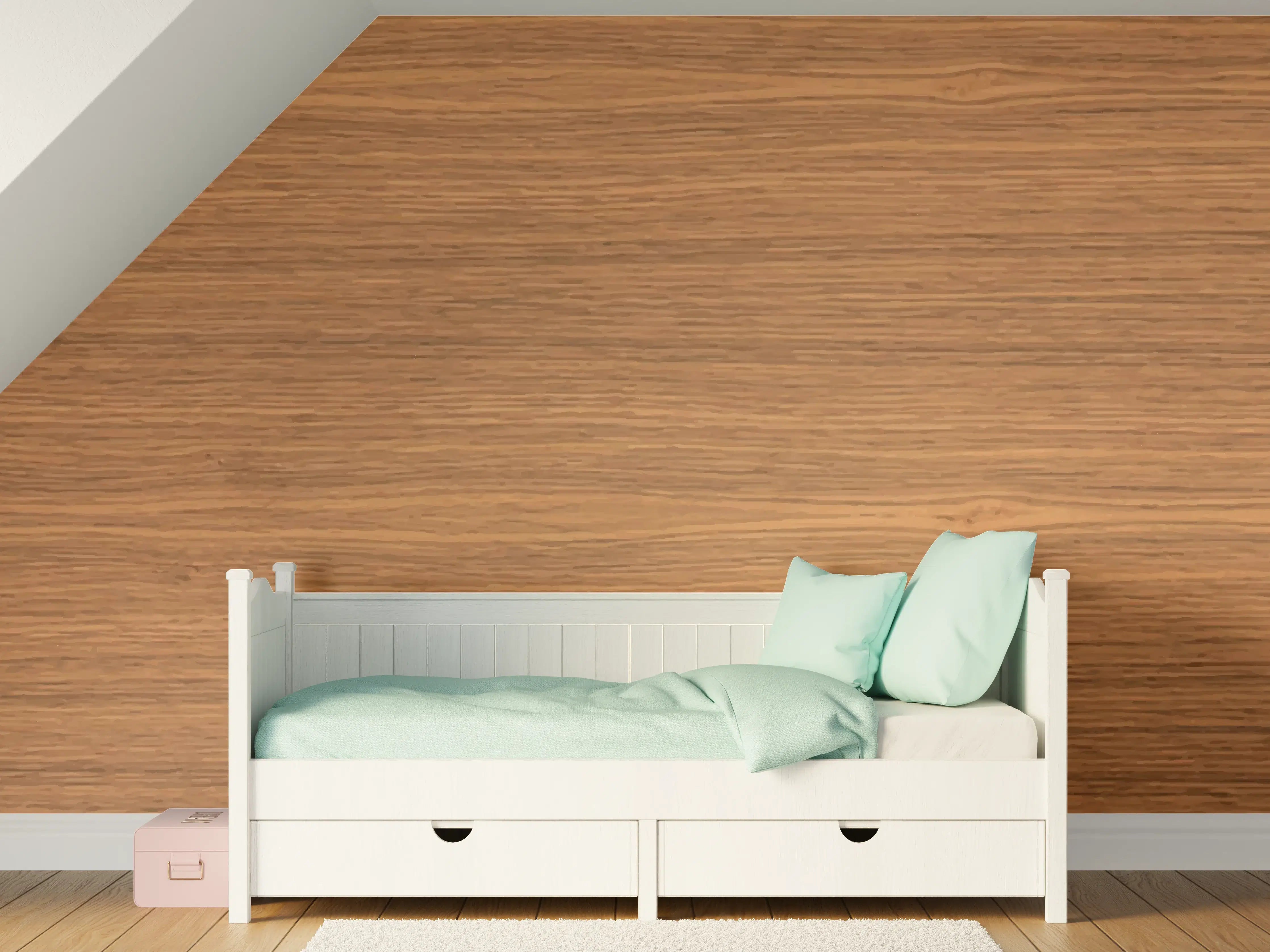 Kinderzimmer Wandgestaltung - Edle Braun-Holztextur