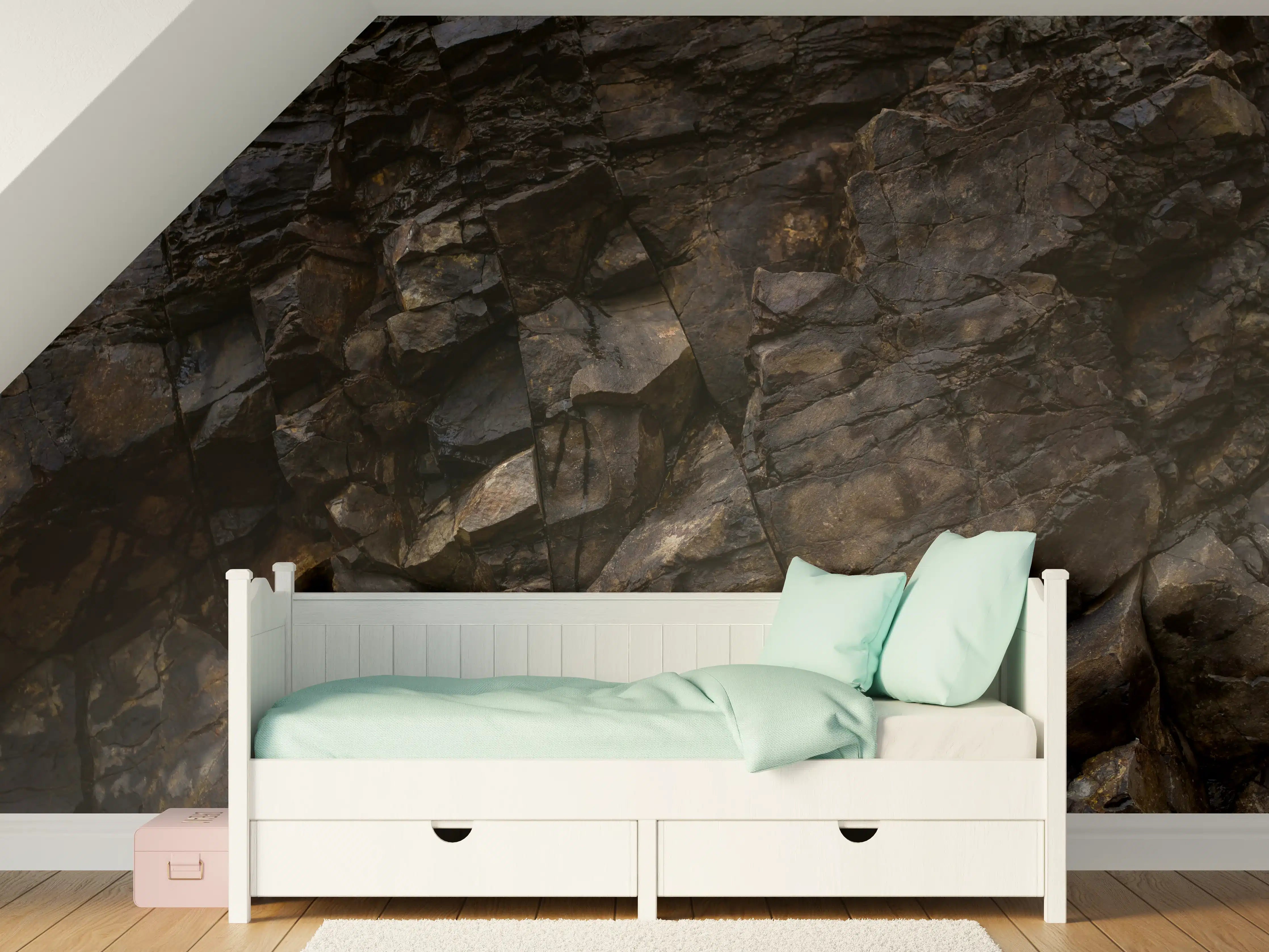 Kinderzimmer Wandgestaltung - Edle Dunkle Steintextur