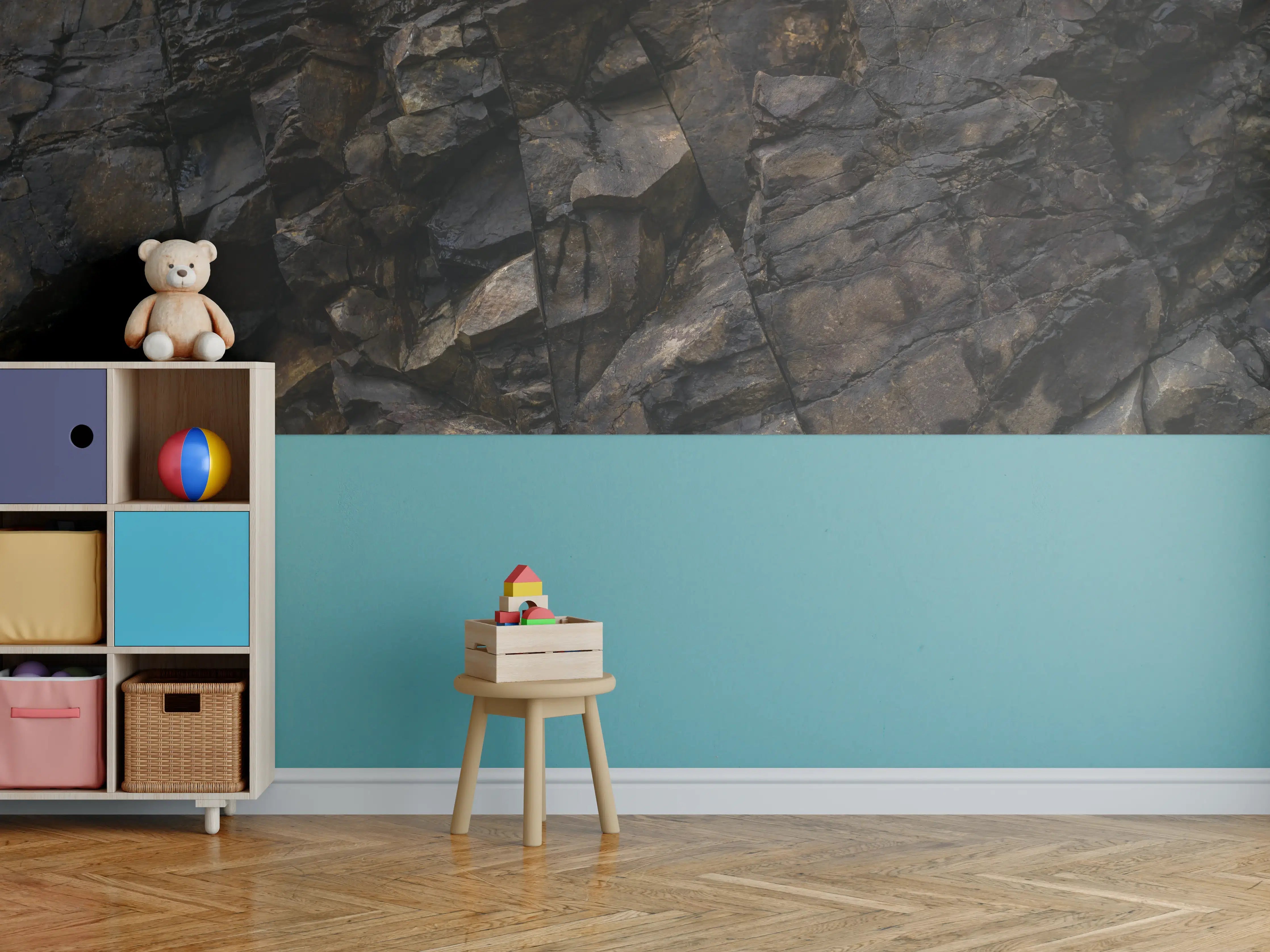 Kinderzimmer Wandgestaltung - Edle Dunkle Steintextur