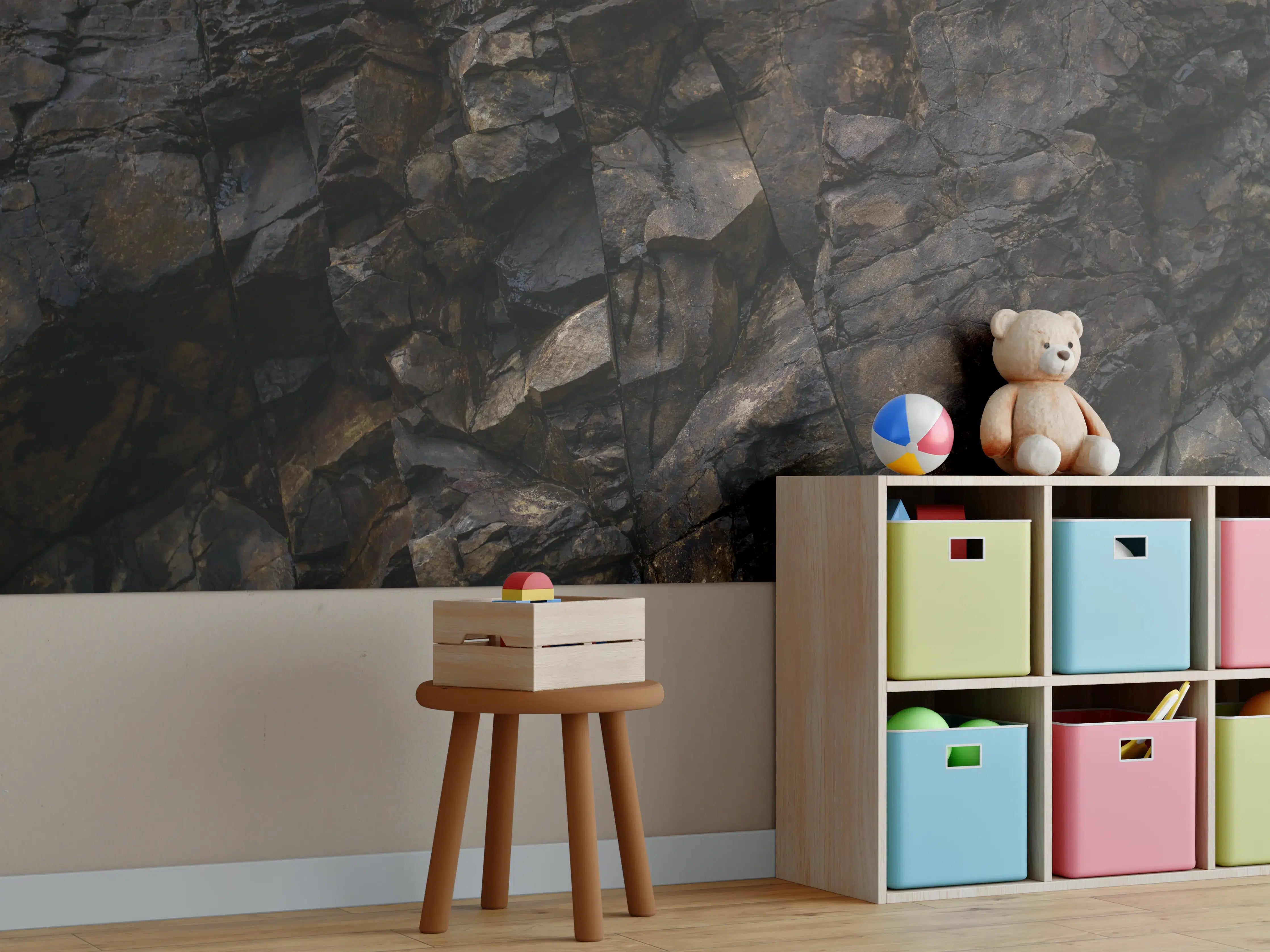 Kinderzimmer Wandgestaltung - Edle Dunkle Steintextur