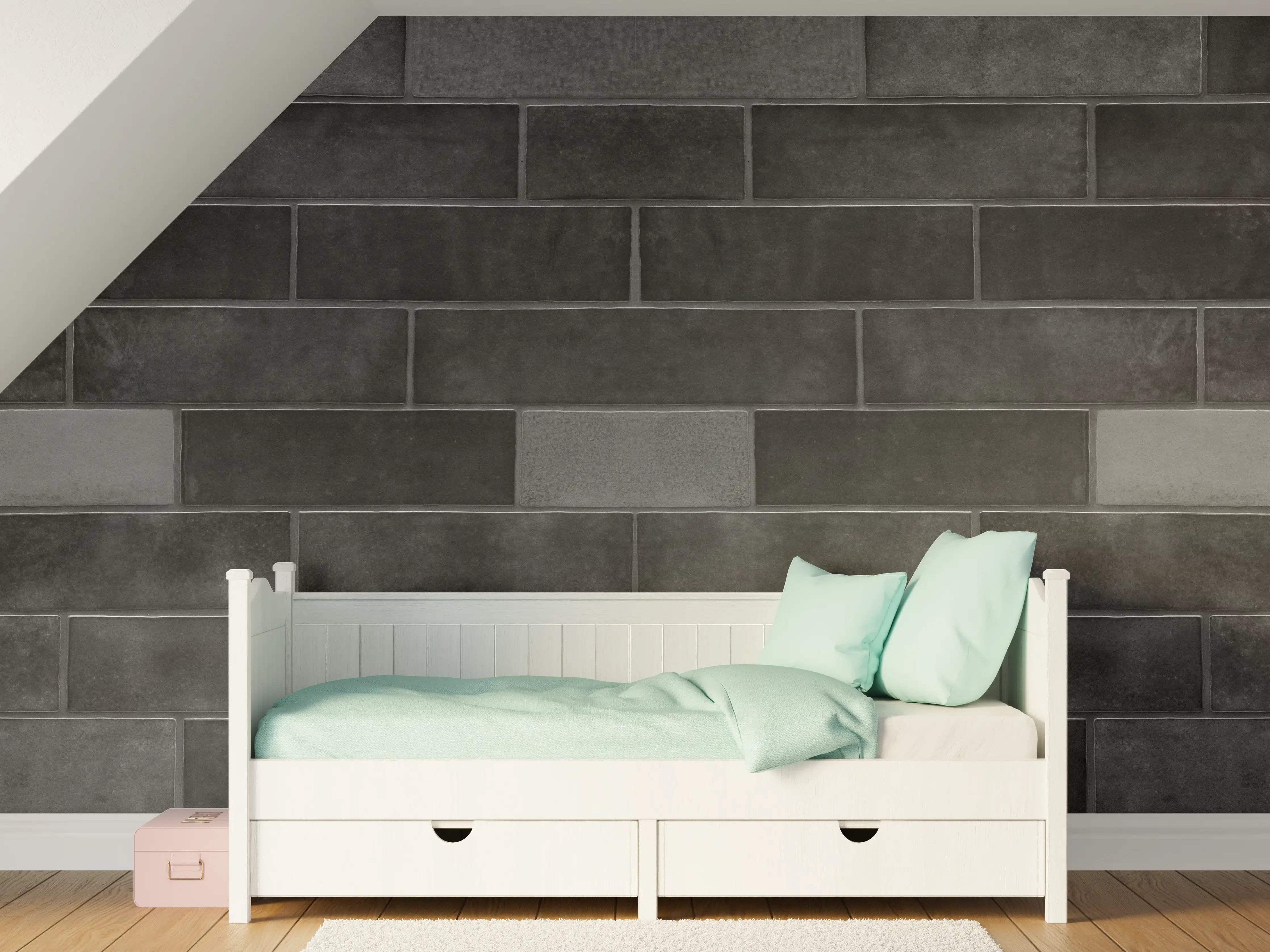 Kinderzimmer Wandgestaltung - Edle Schwarze Ziegel