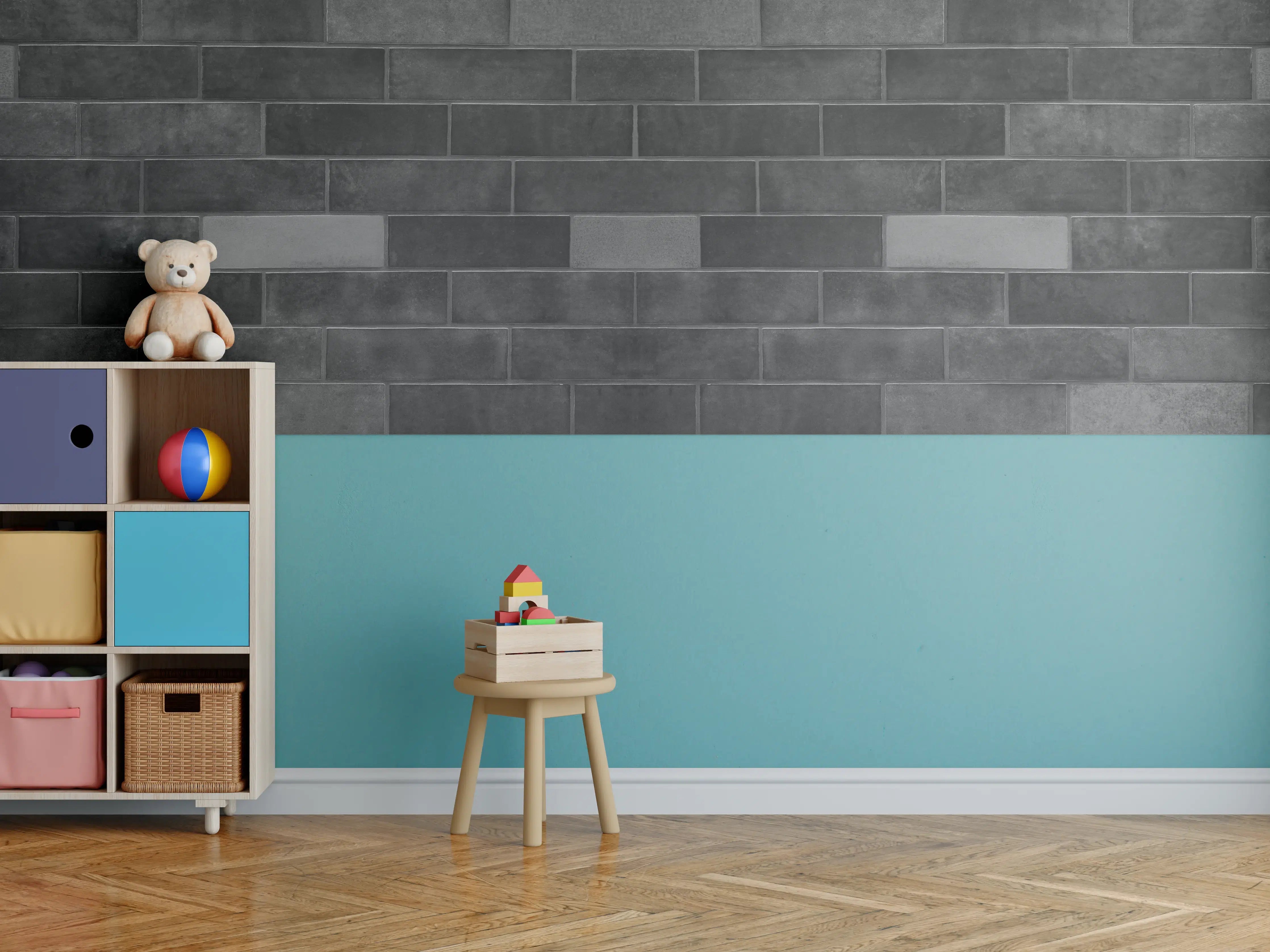 Kinderzimmer Wandgestaltung - Edle Schwarze Ziegel