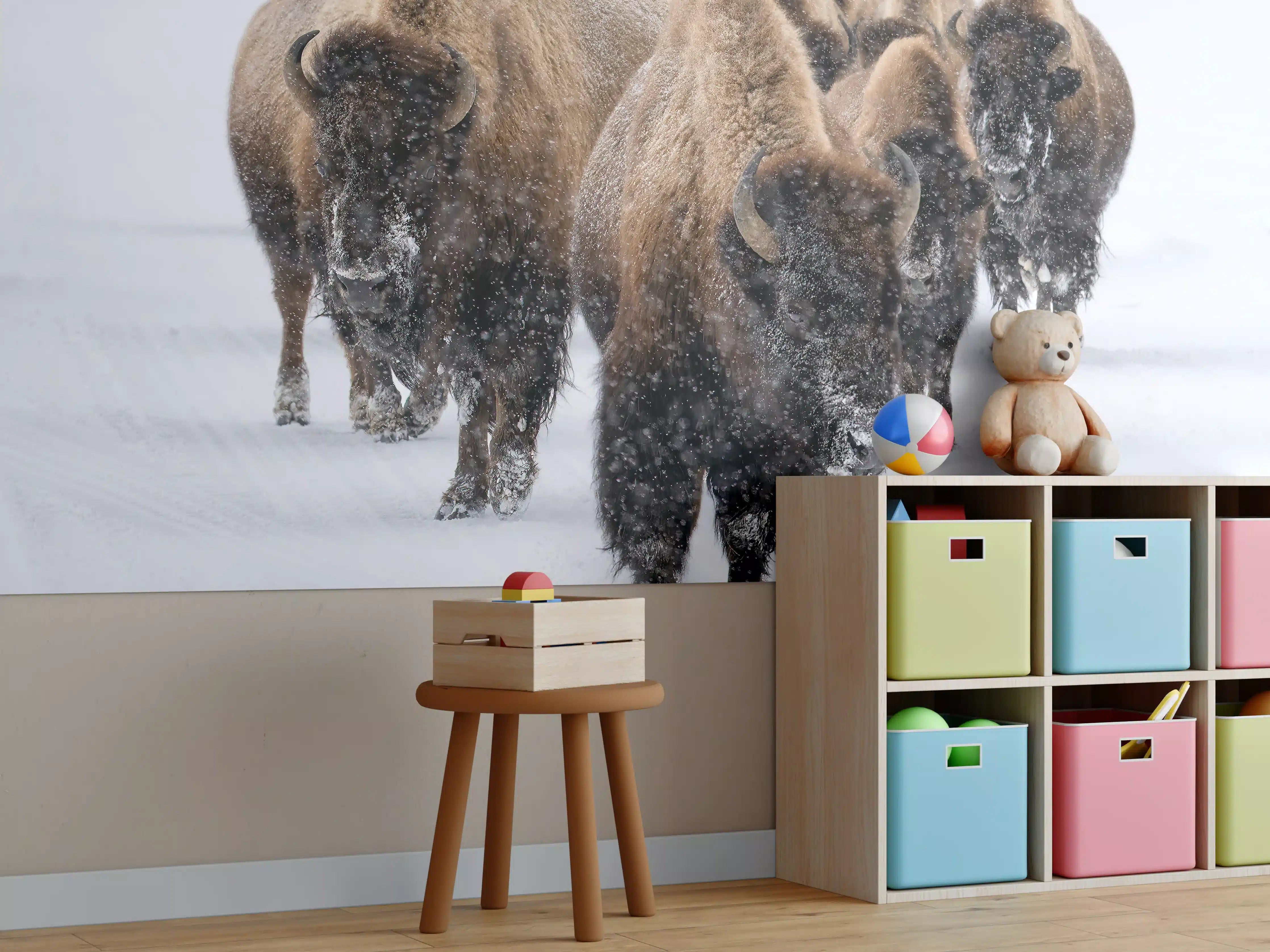 Kinderzimmer Wandgestaltung - Eine Bison Herde