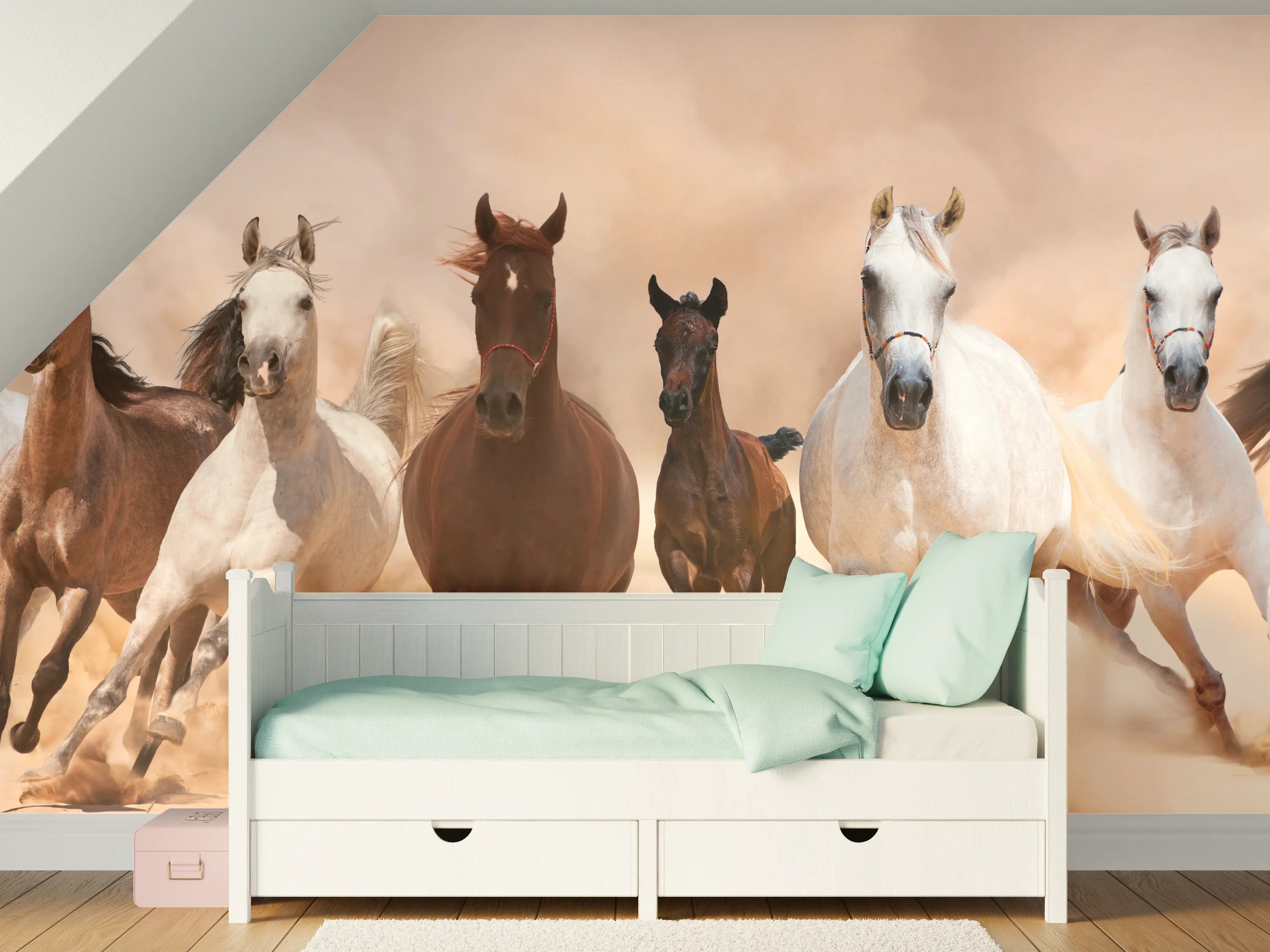 Kinderzimmer Wandgestaltung - Eine Herde von Pferden