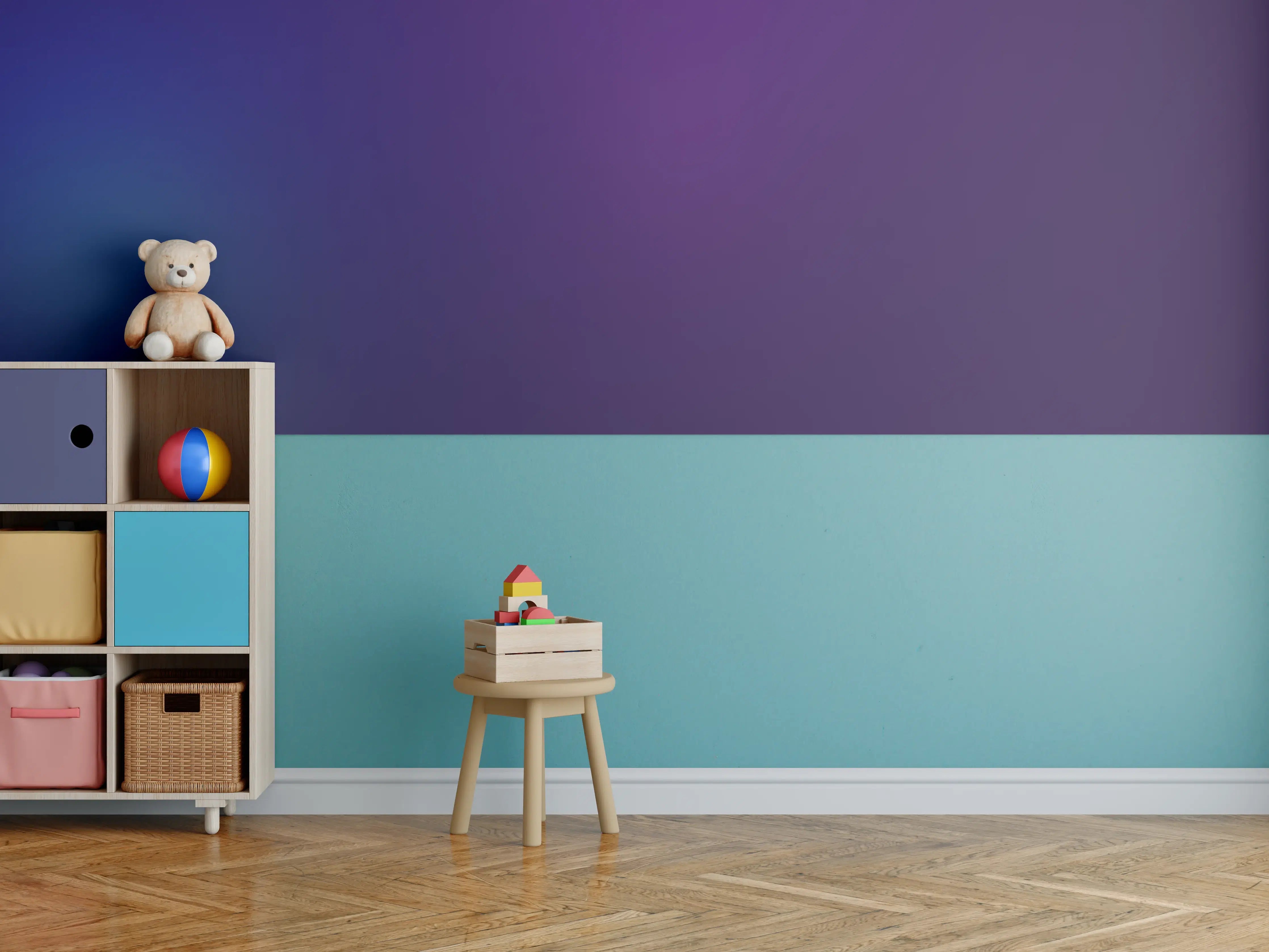 Kinderzimmer Wandgestaltung - Einfaches Blaumuster