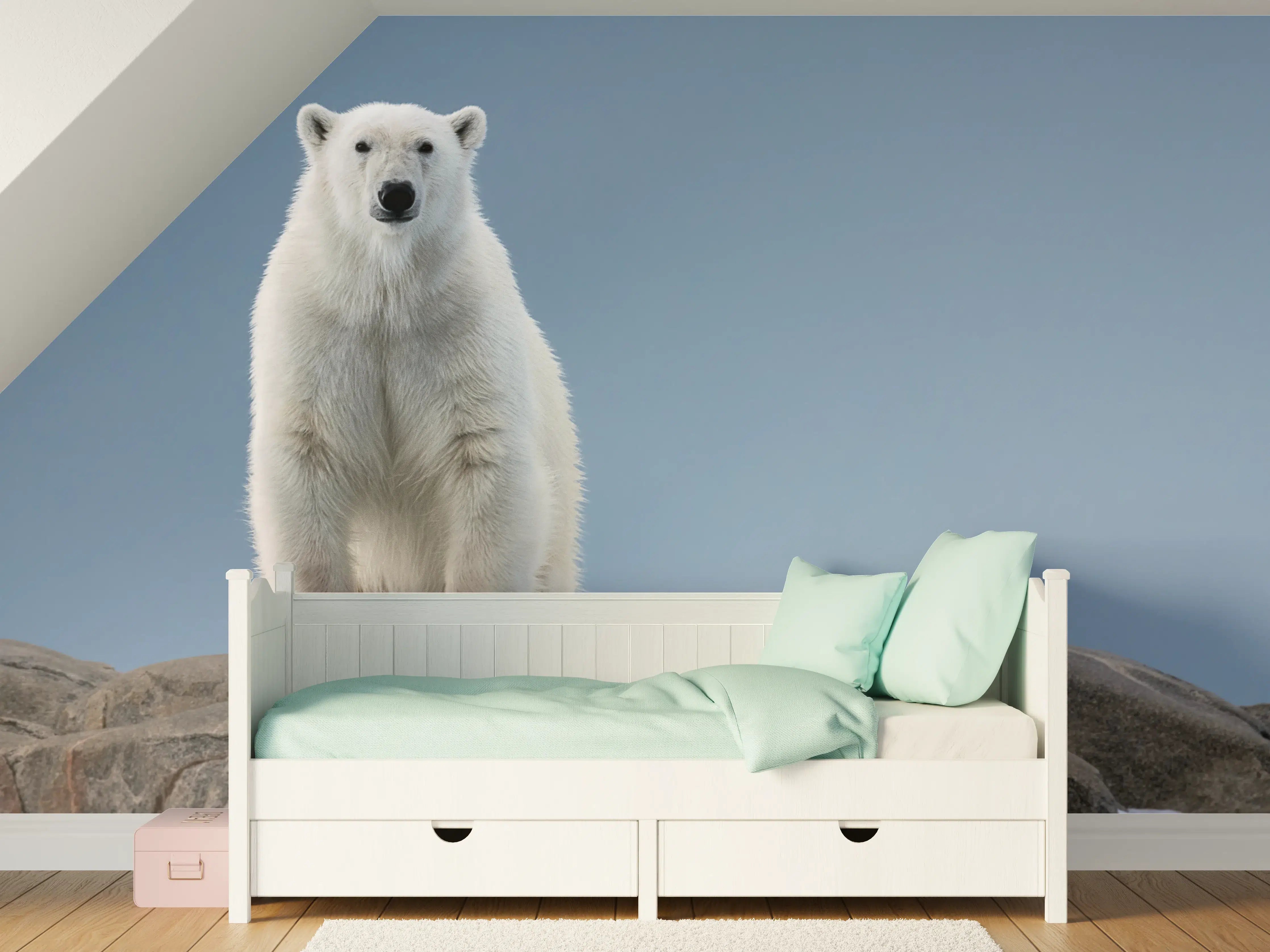 Kinderzimmer Wandgestaltung - Eisbär im natürlichen Lebensraum