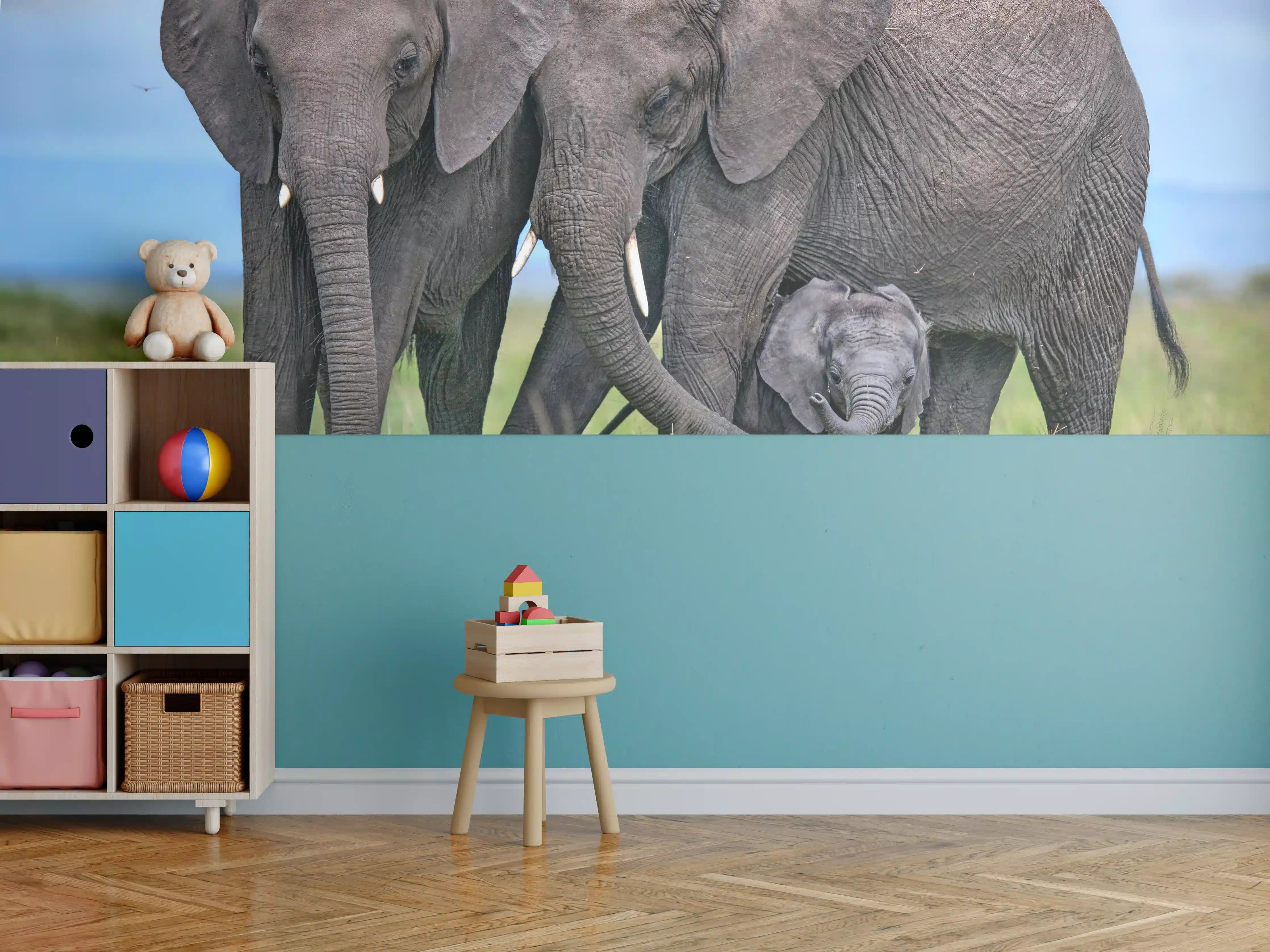 Kinderzimmer Wandgestaltung - Elefanten Familie - Afrika