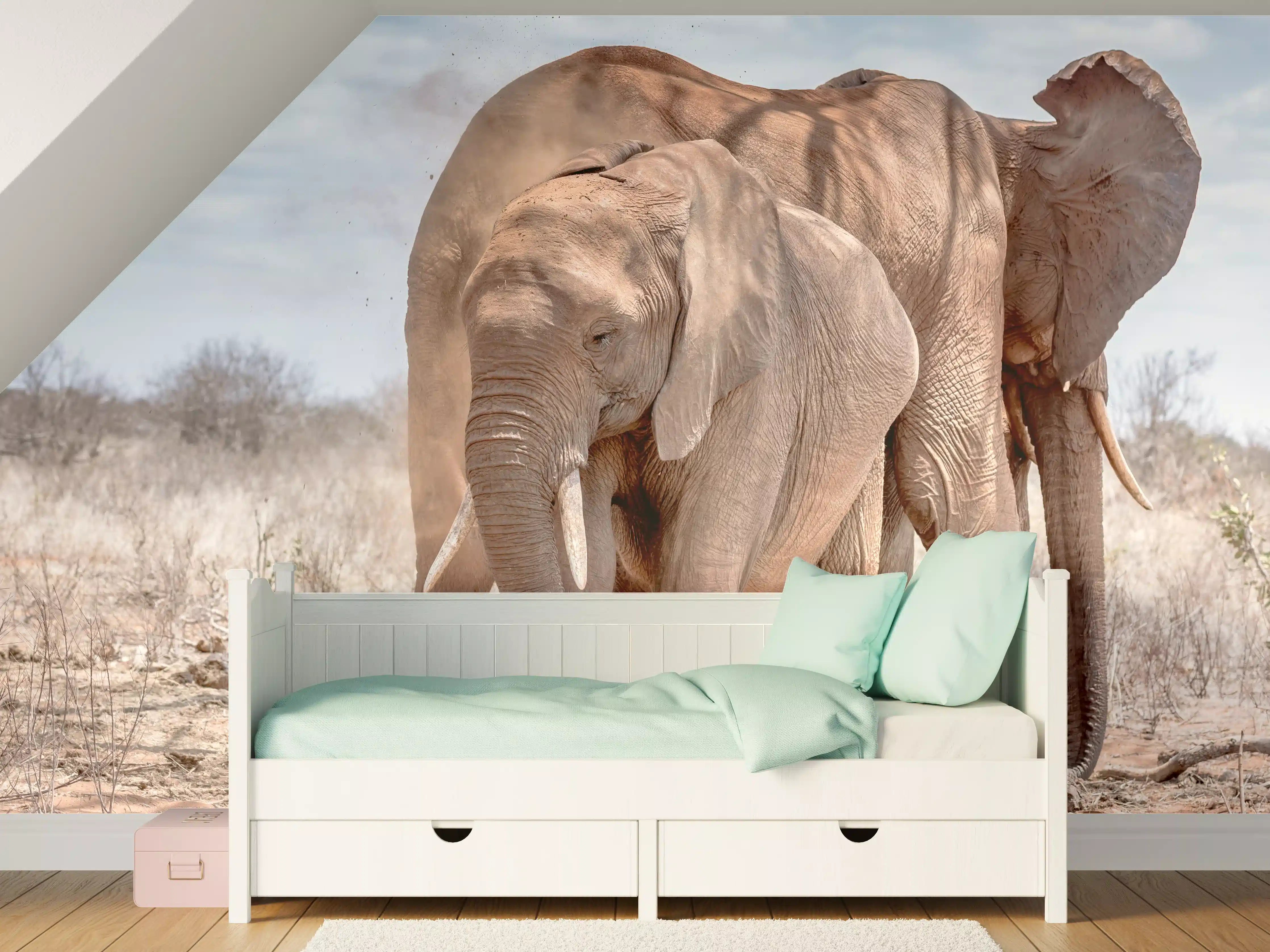 Kinderzimmer Wandgestaltung - Elefanten von Tsavo