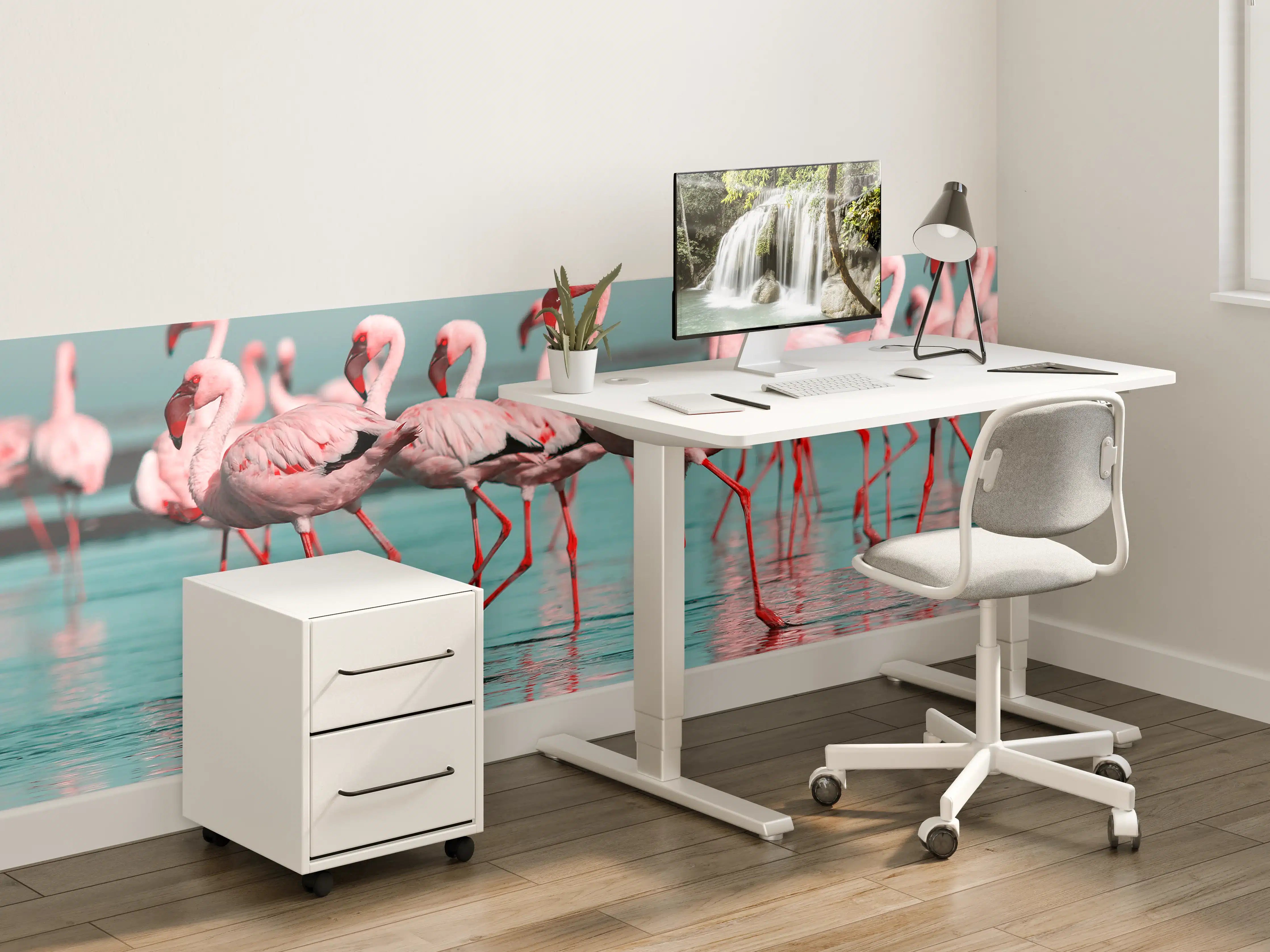 Kinderzimmer Wandgestaltung - Elegante Flamingos auf dem Wasser