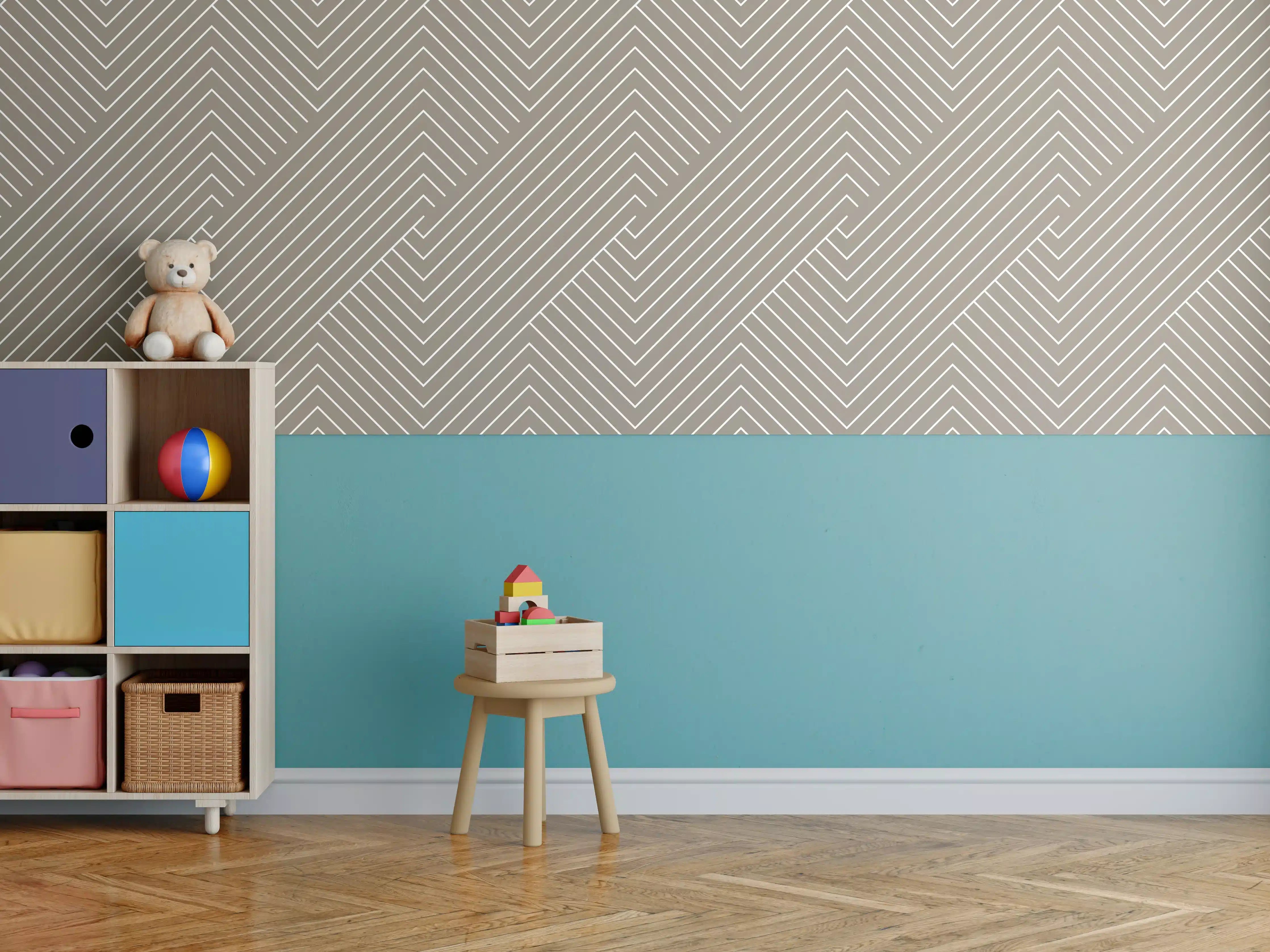 Kinderzimmer Wandgestaltung - Elegante Geometrische Wandgestaltung