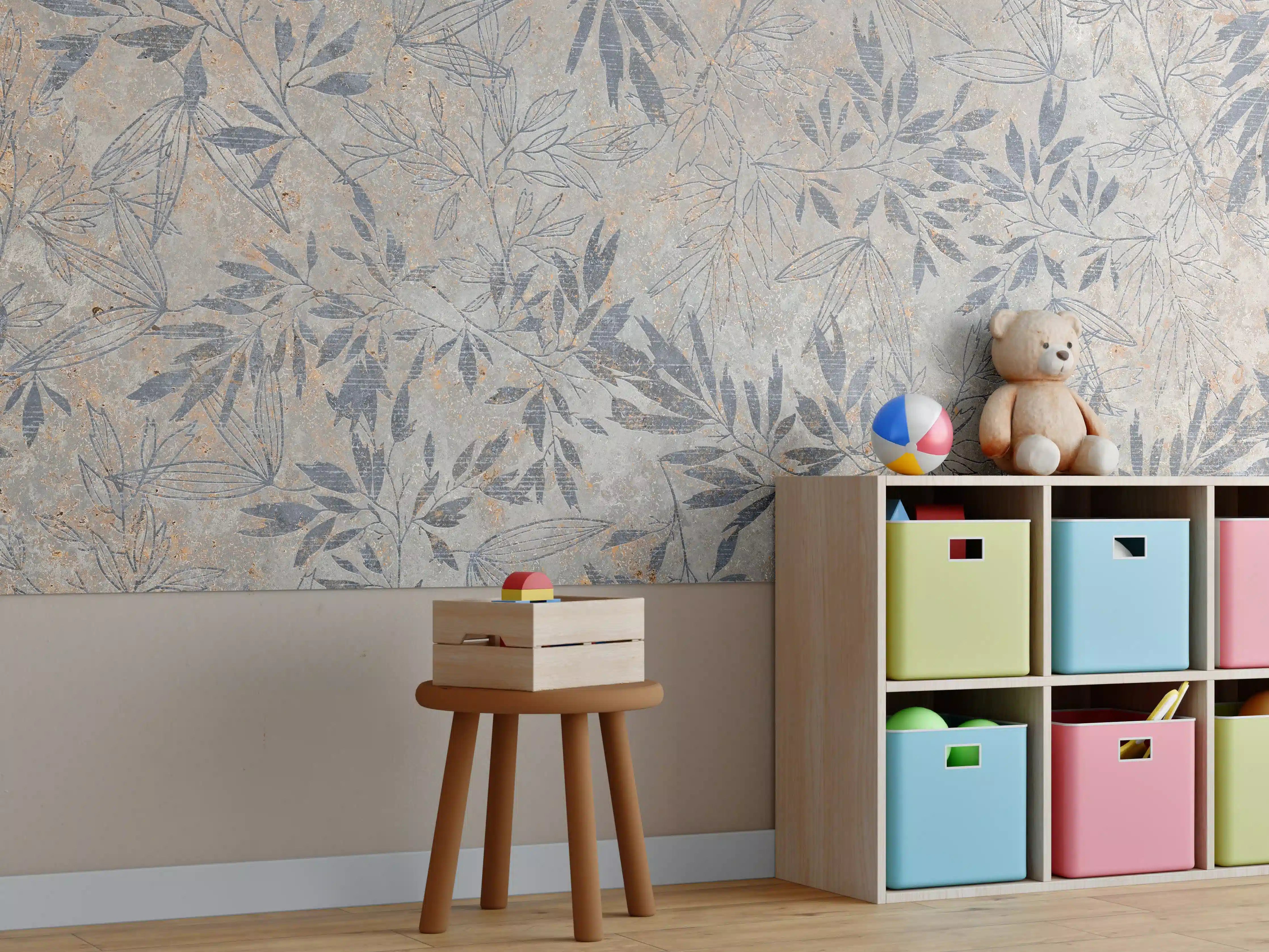 Kinderzimmer Wandgestaltung - Elegante Stein-Textur in dezenten Naturtönen