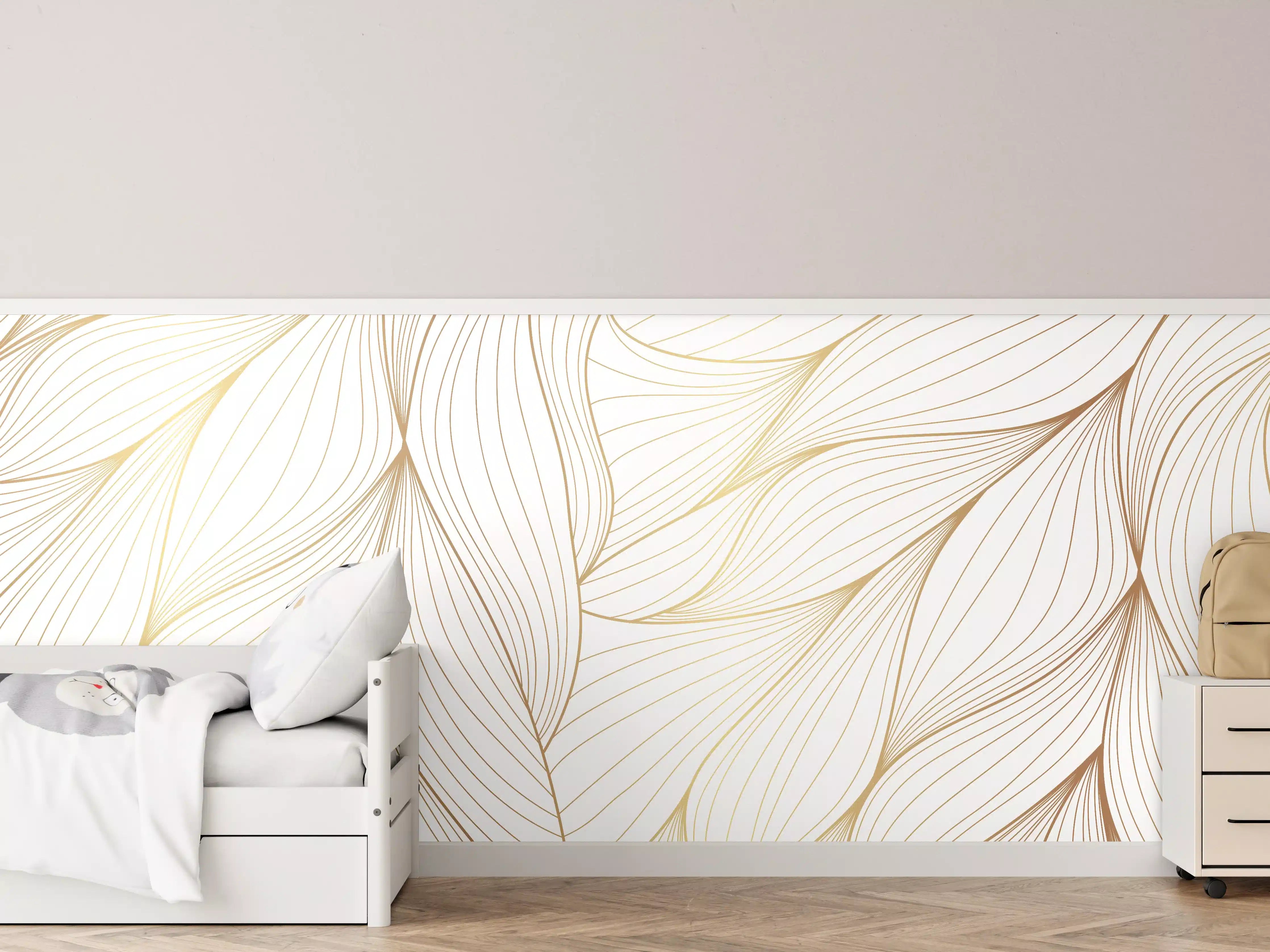 Kinderzimmer Wandgestaltung - Elegante Weiß-Beige Wellenlinien