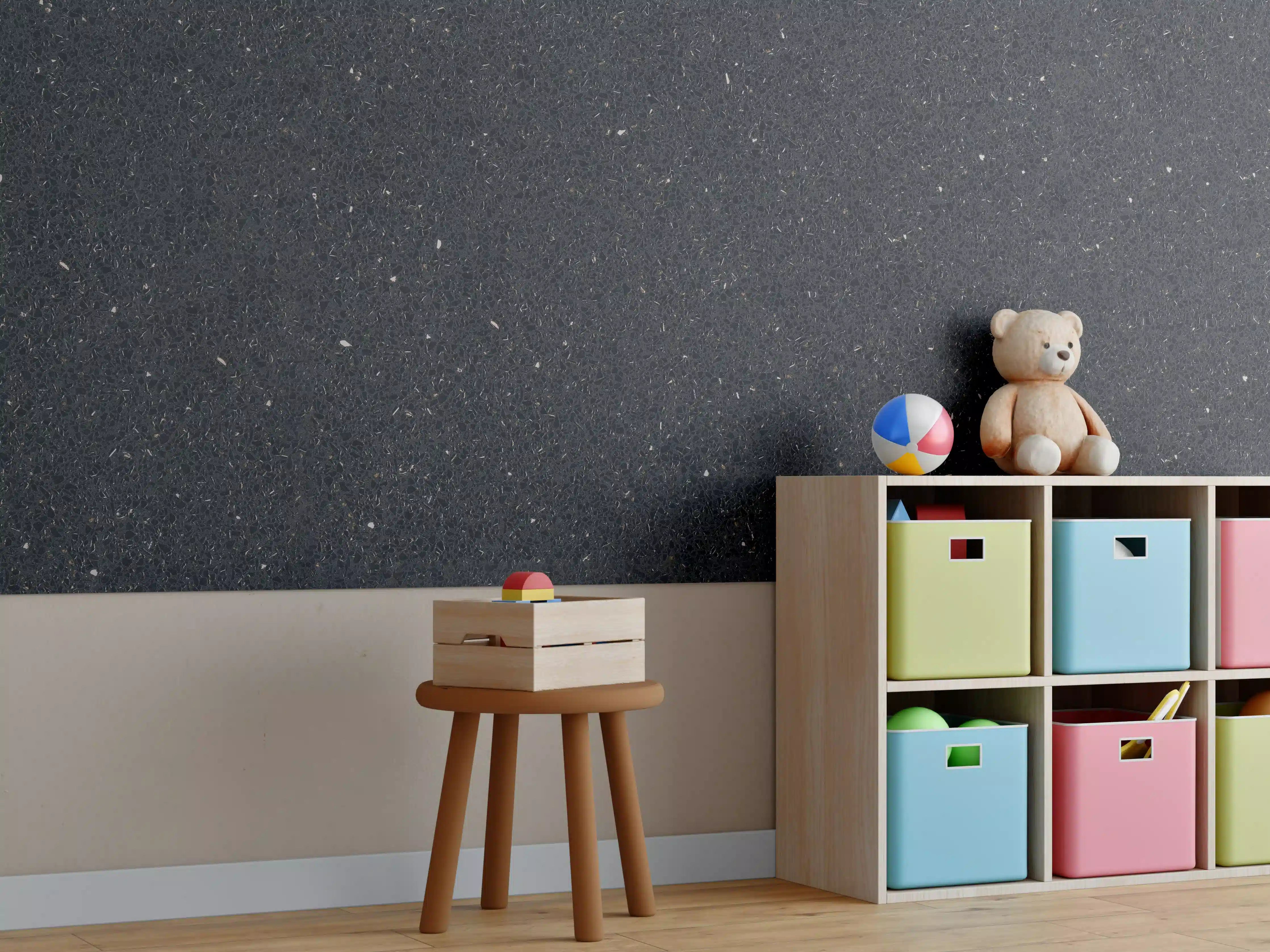Kinderzimmer Wandgestaltung - Eleganter Schwarz-Granit-Hintergrund