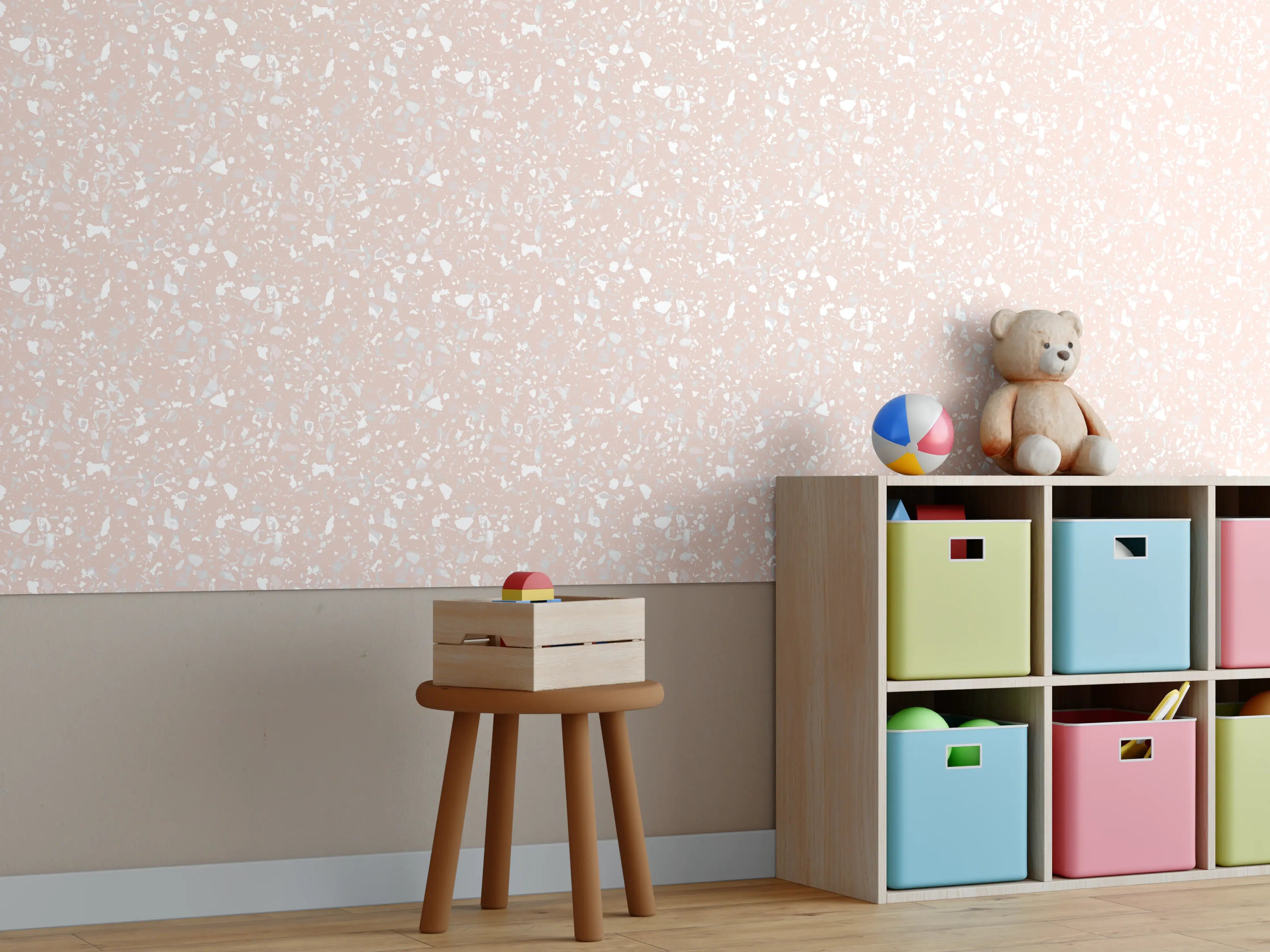 Kinderzimmer Wandgestaltung - Eleganter Weiß-Grau-Marmor mit feinen Graunuancen