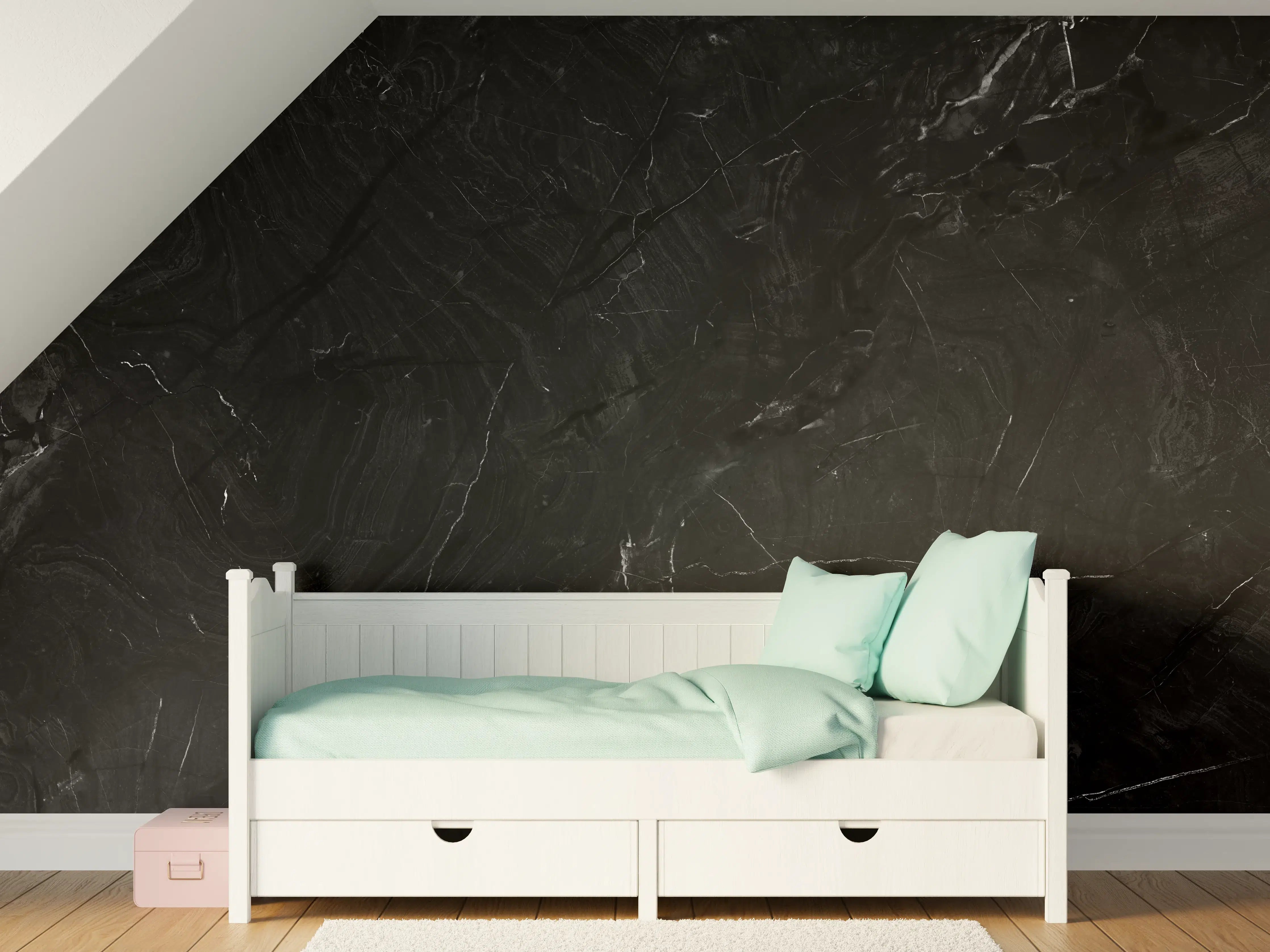 Kinderzimmer Wandgestaltung - Eleganter schwarzer Marmor