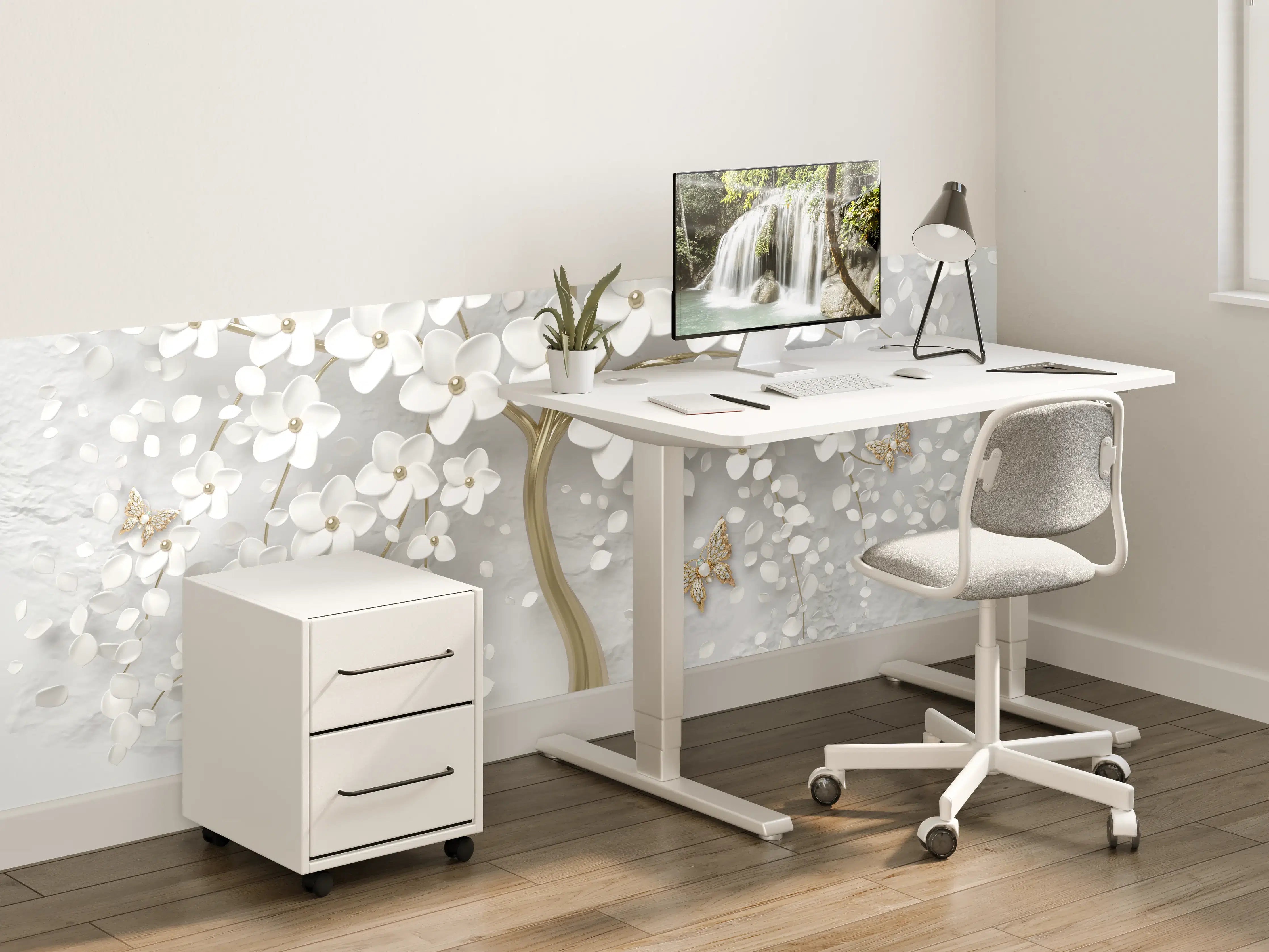 Kinderzimmer Wandgestaltung - Eleganter, 3D-blumenreicher Dekotrend