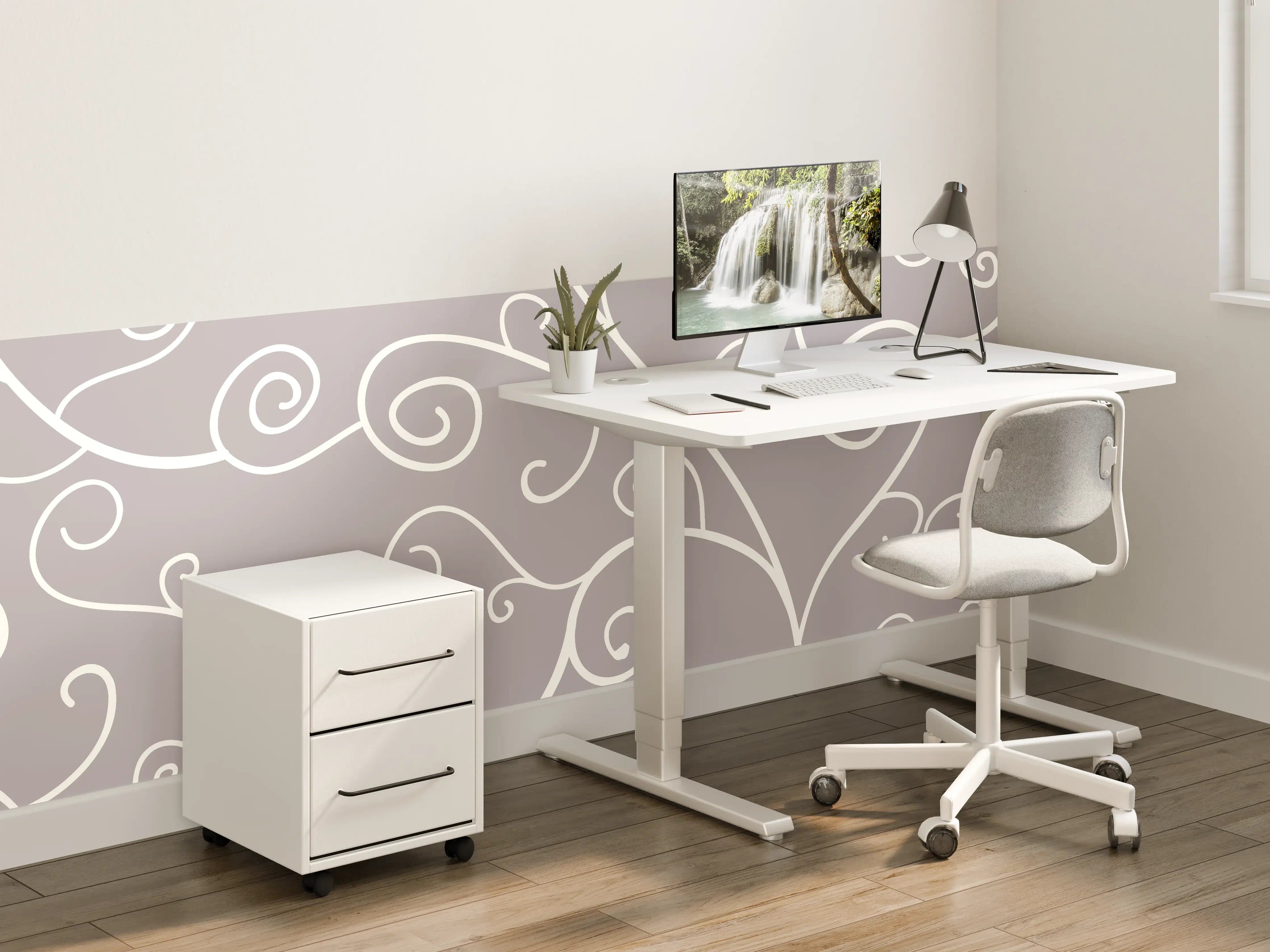 Kinderzimmer Wandgestaltung - Elegantes Grau-Weiß Swirl Muster