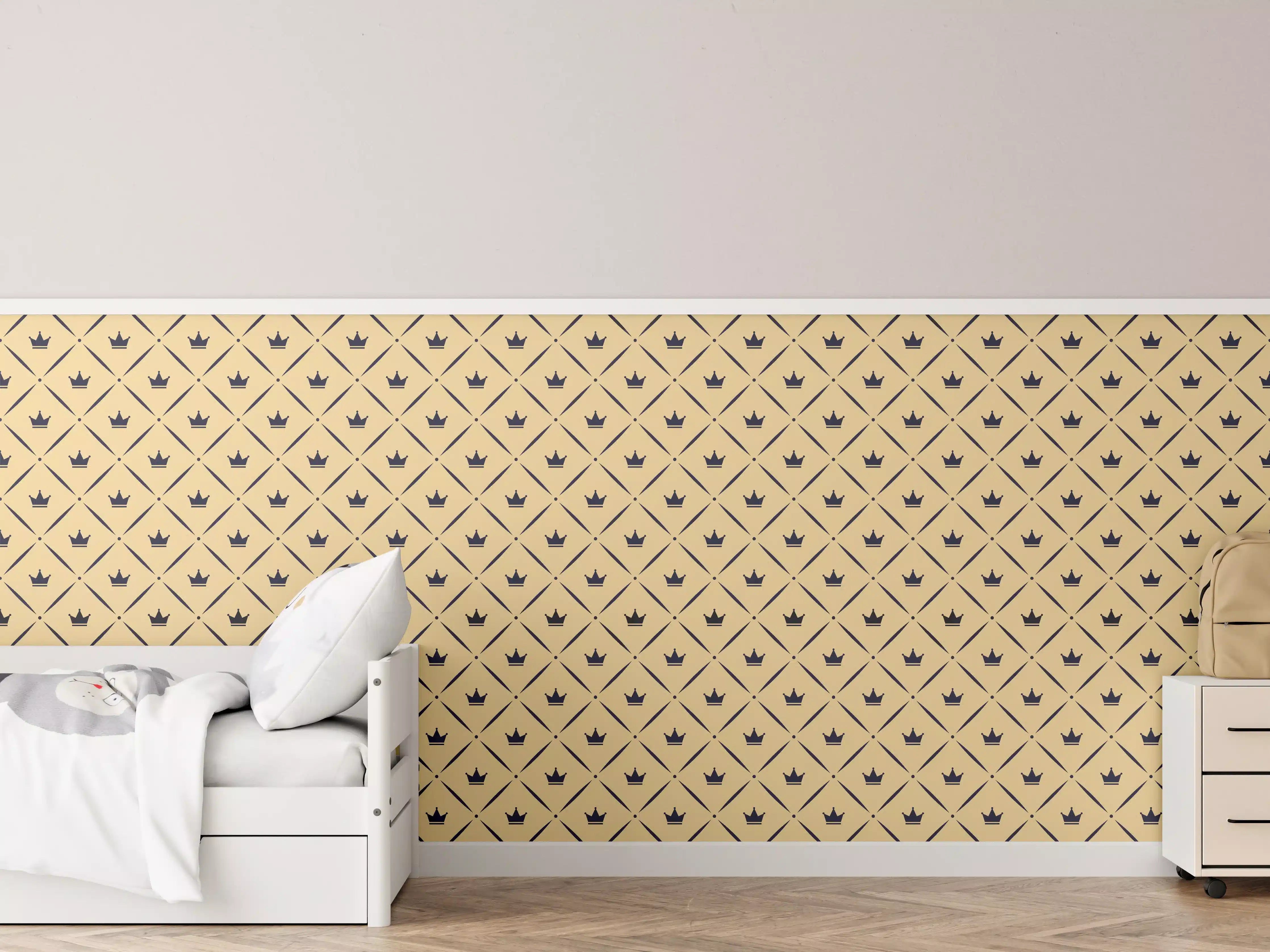 Kinderzimmer Wandgestaltung - Elegantes Muster mit schwarzem Akzent auf Beige