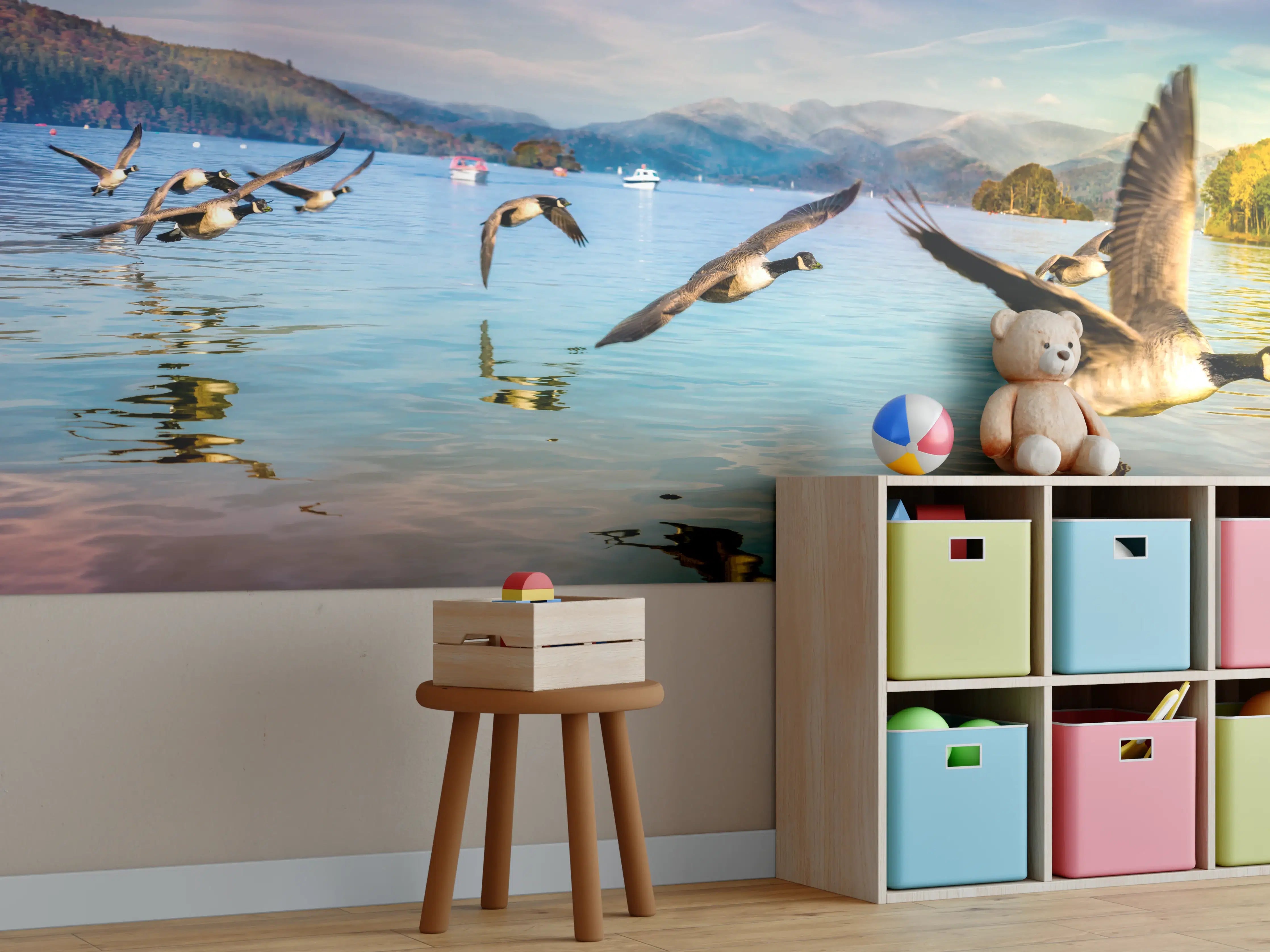 Kinderzimmer Wandgestaltung - Entenschwarm am Lake Windermere