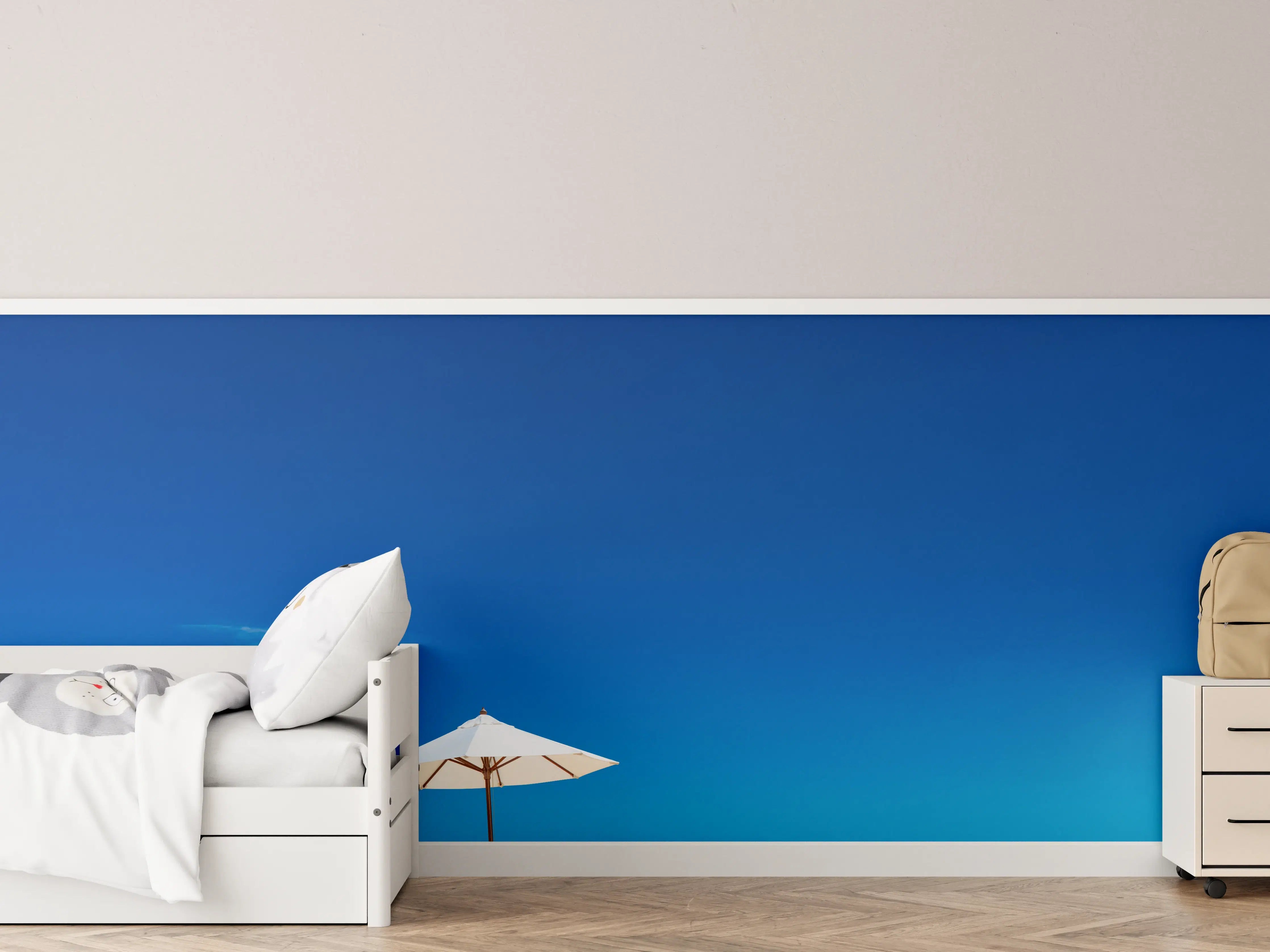 Kinderzimmer Wandgestaltung - Entspannender Strand mit Sonnenschirm