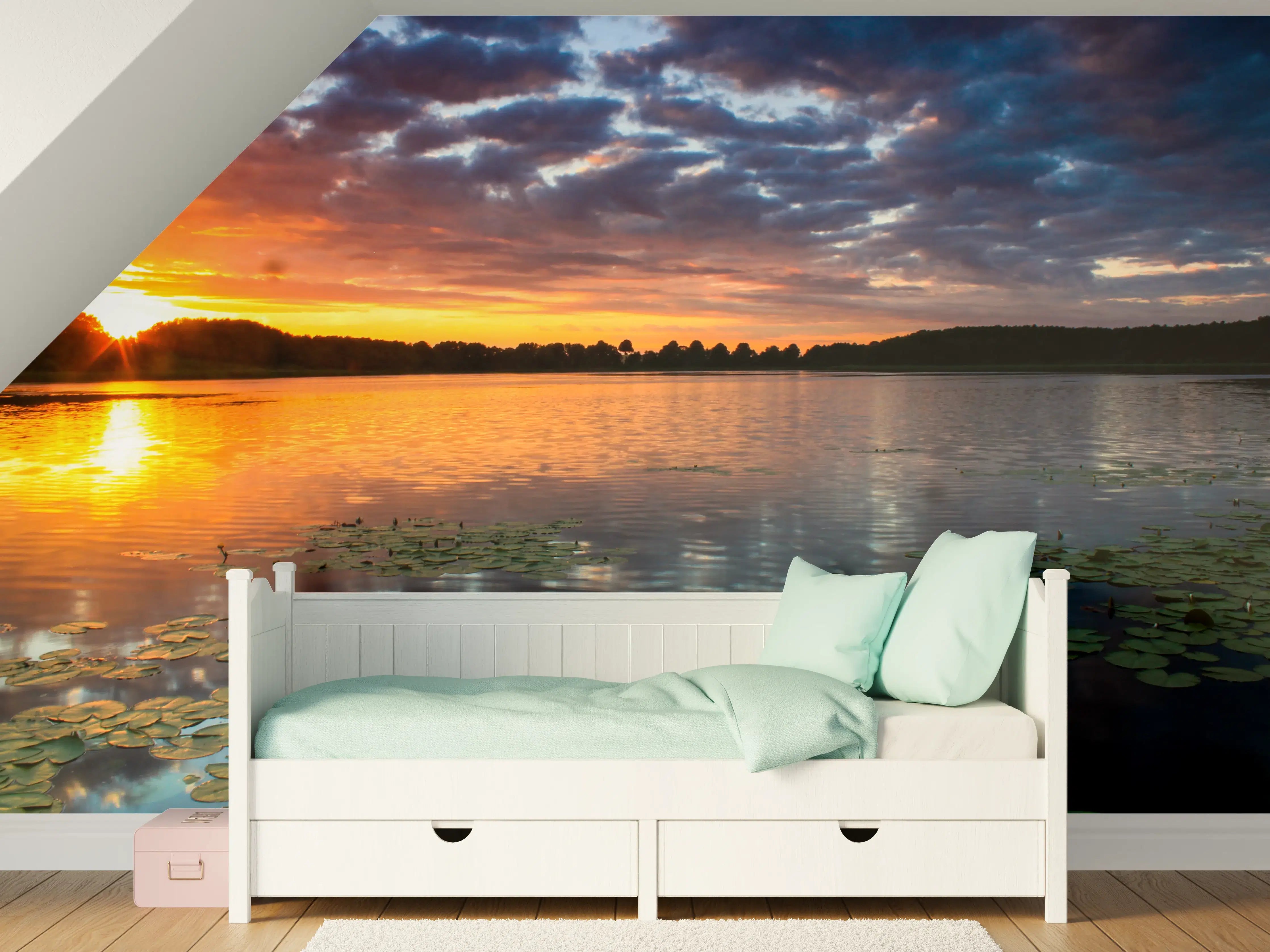 Kinderzimmer Wandgestaltung - Epischer Sonnenuntergang über See