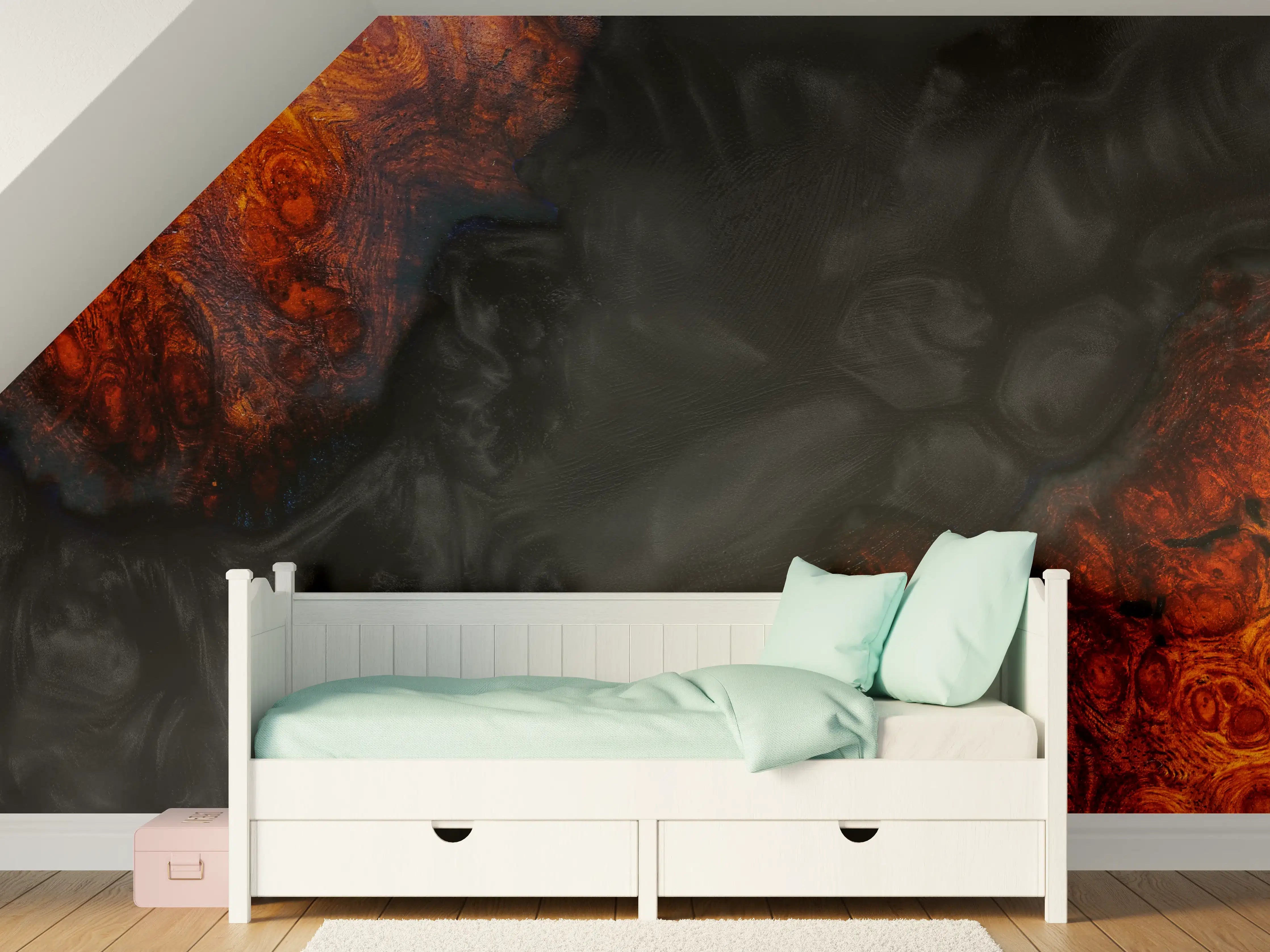 Kinderzimmer Wandgestaltung - Epoxidharz Maserholz Struktur
