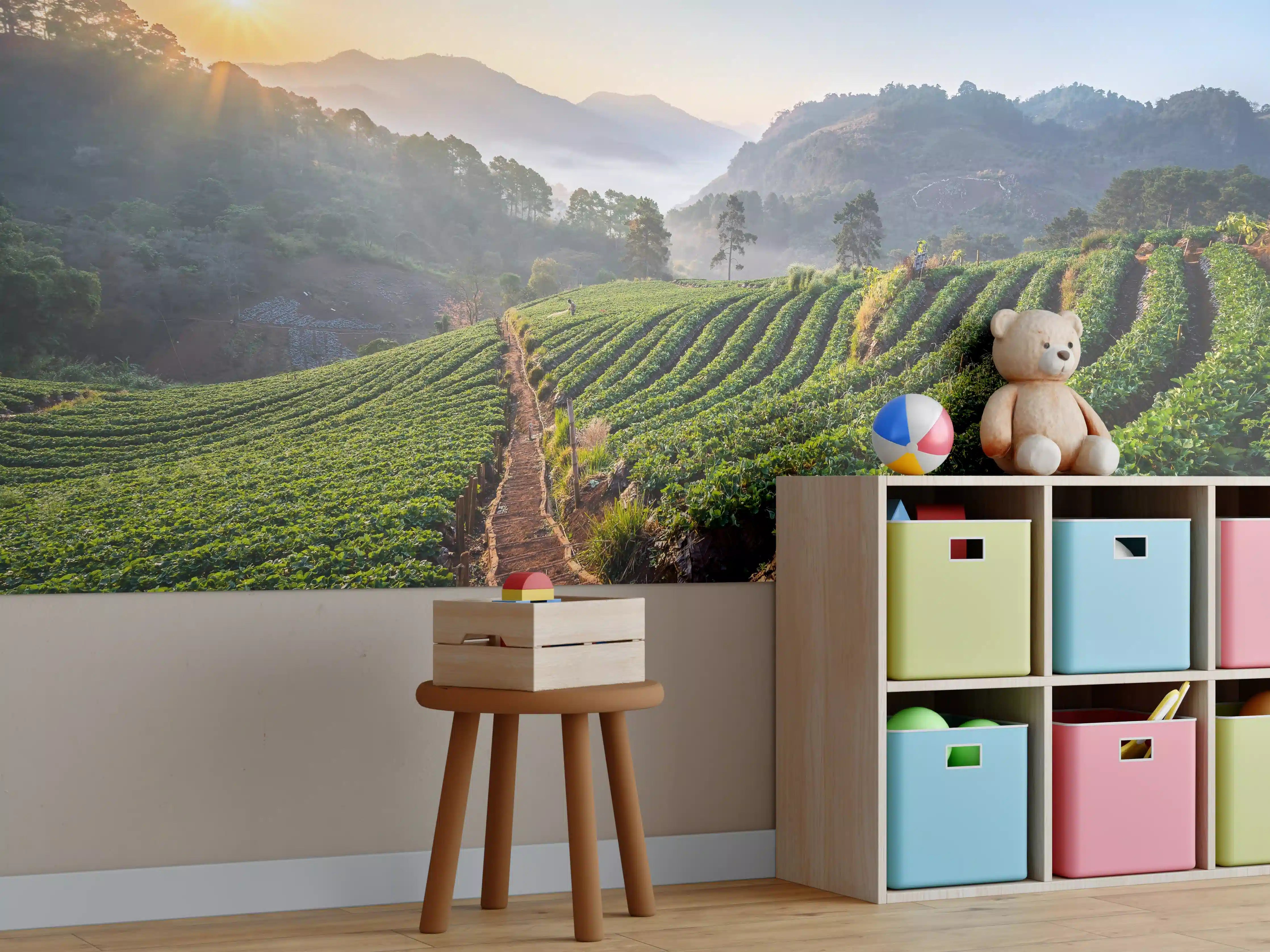 Kinderzimmer Wandgestaltung - Erdbeerfeld in Chiang Mai