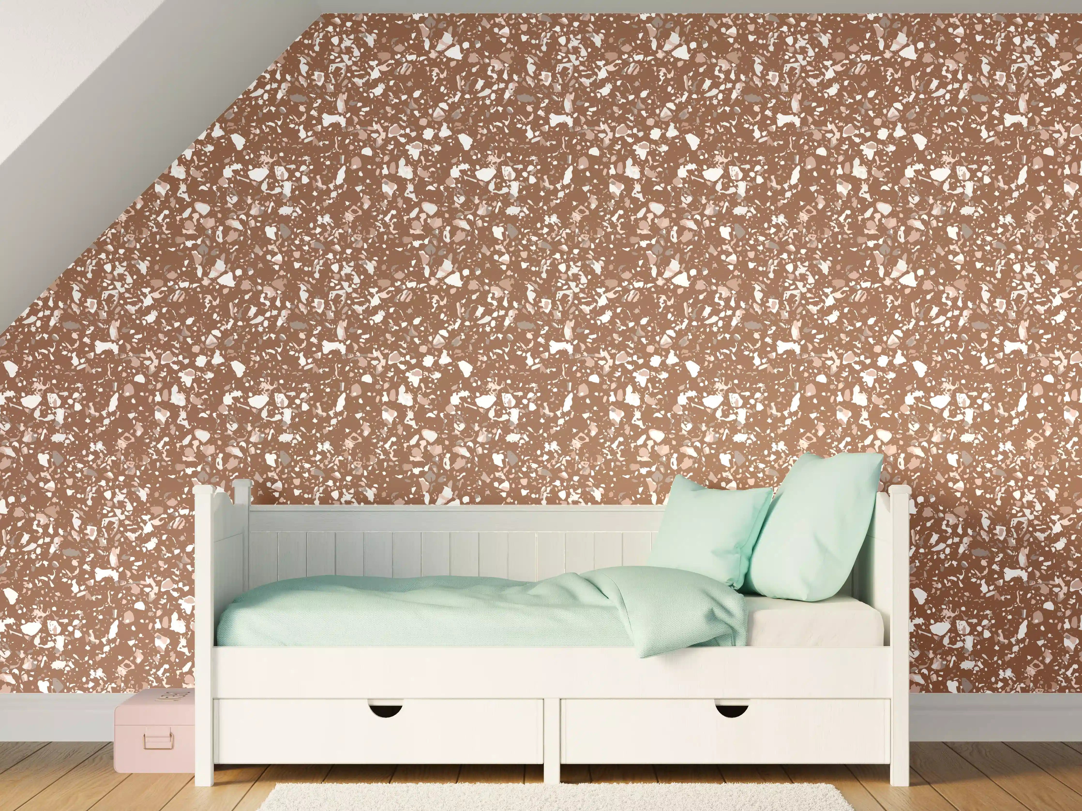 Kinderzimmer Wandgestaltung - Erdfarbene Terrazzo-Fliesen