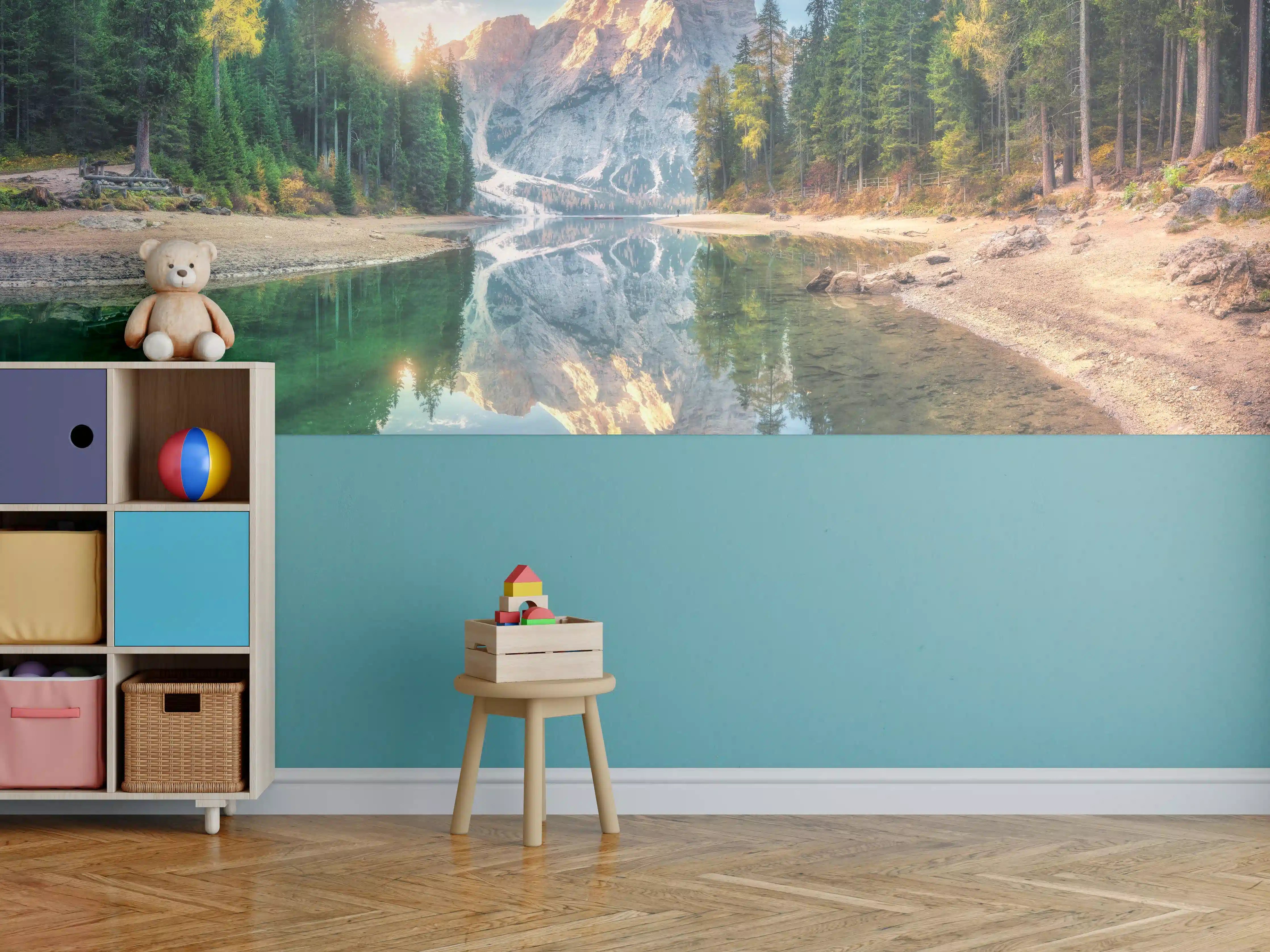 Kinderzimmer Wandgestaltung - Erstaunlicher Pragser Wildsee bei Sonnenaufgang