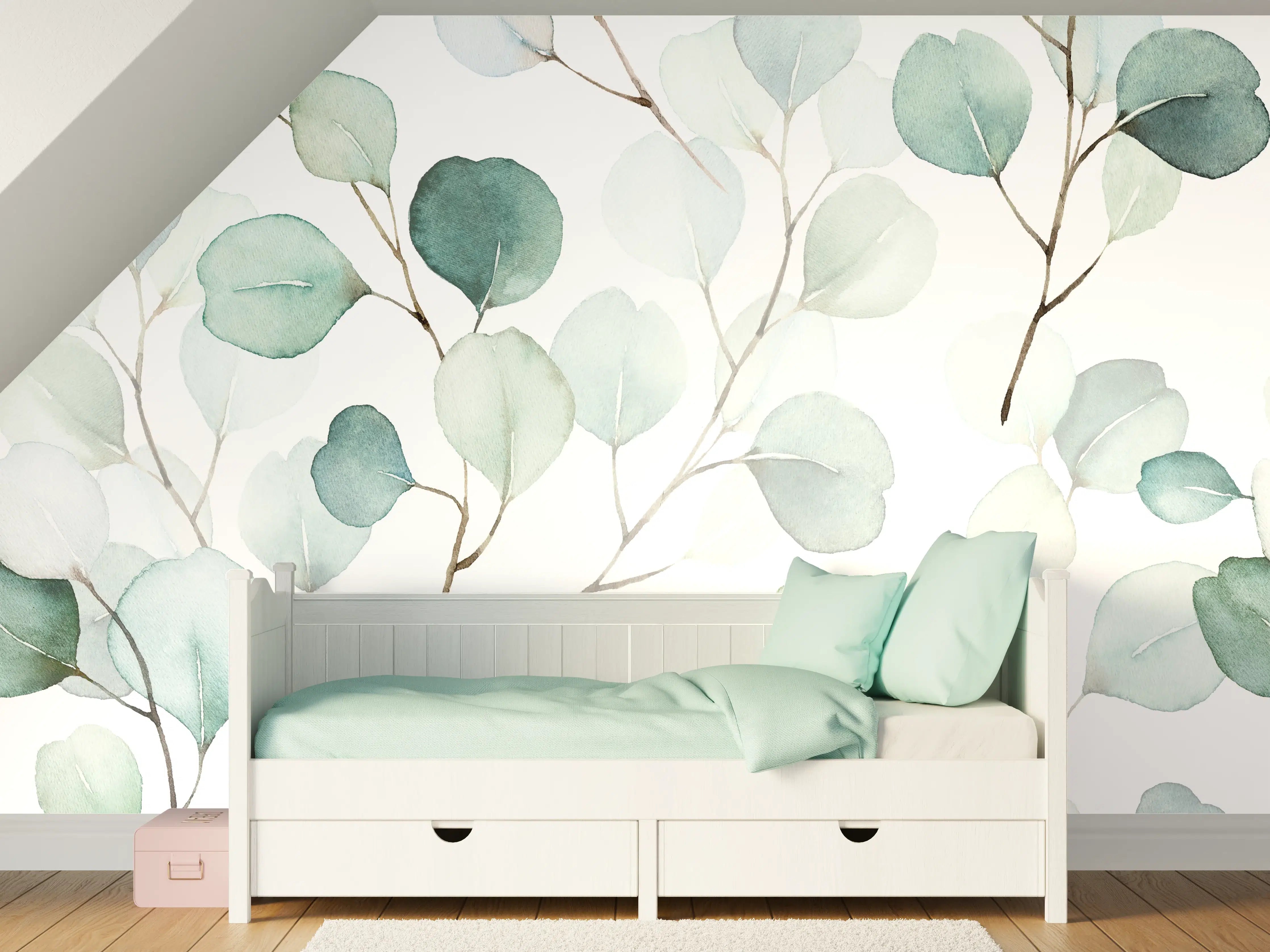 Kinderzimmer Wandgestaltung - Eukalyptus Aquarell