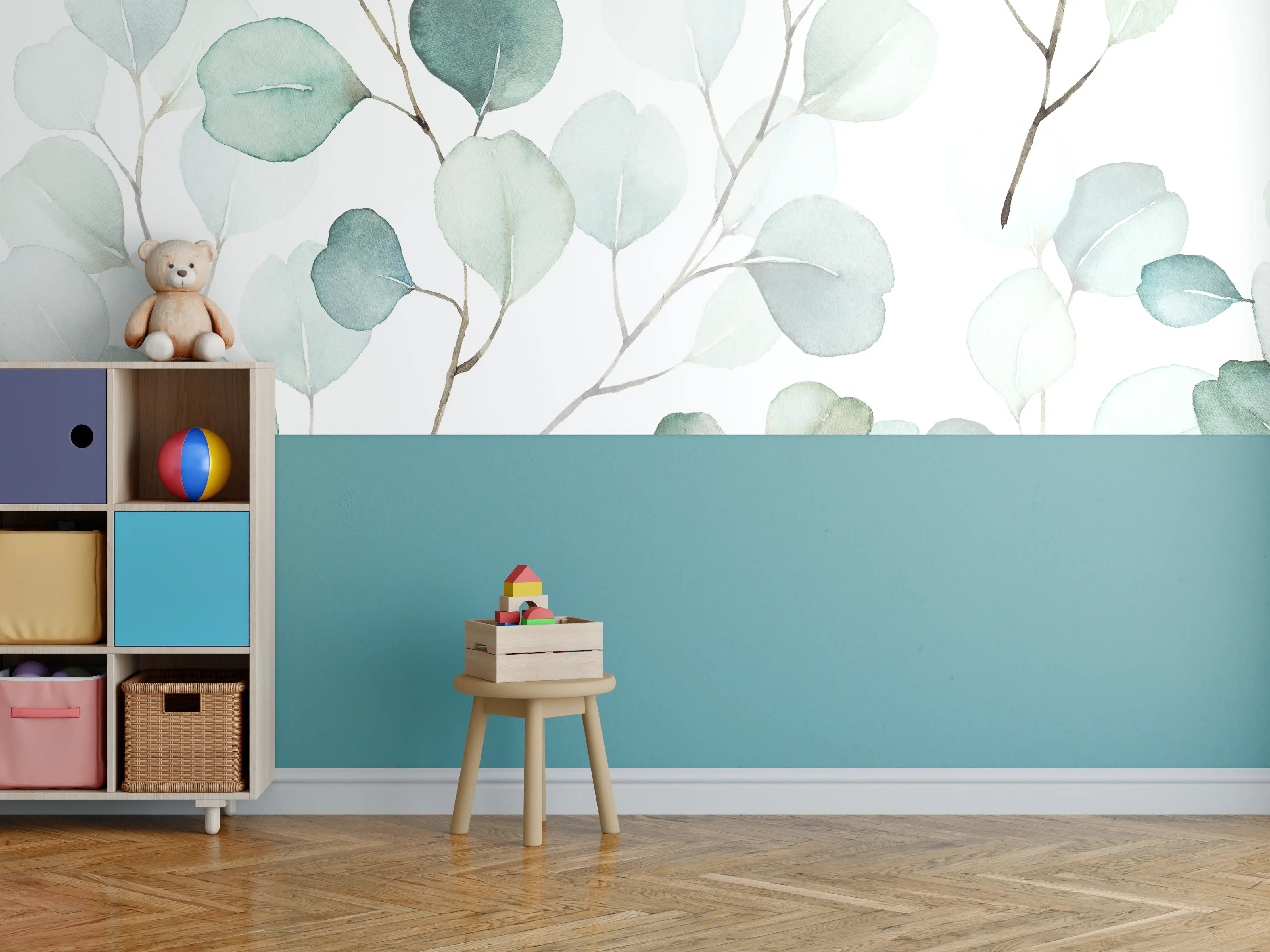 Kinderzimmer Wandgestaltung - Eukalyptus Aquarell