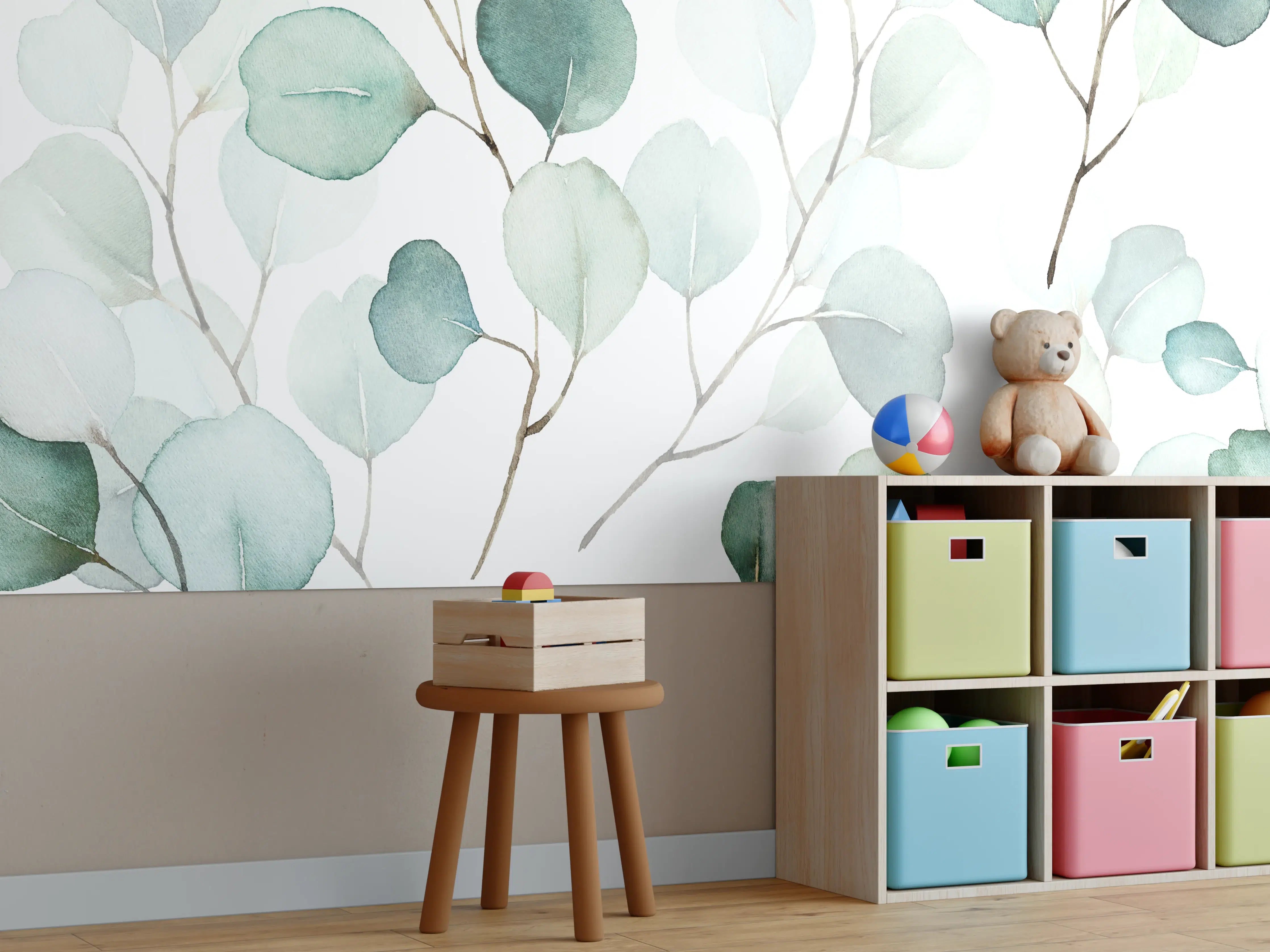 Kinderzimmer Wandgestaltung - Eukalyptus Aquarell