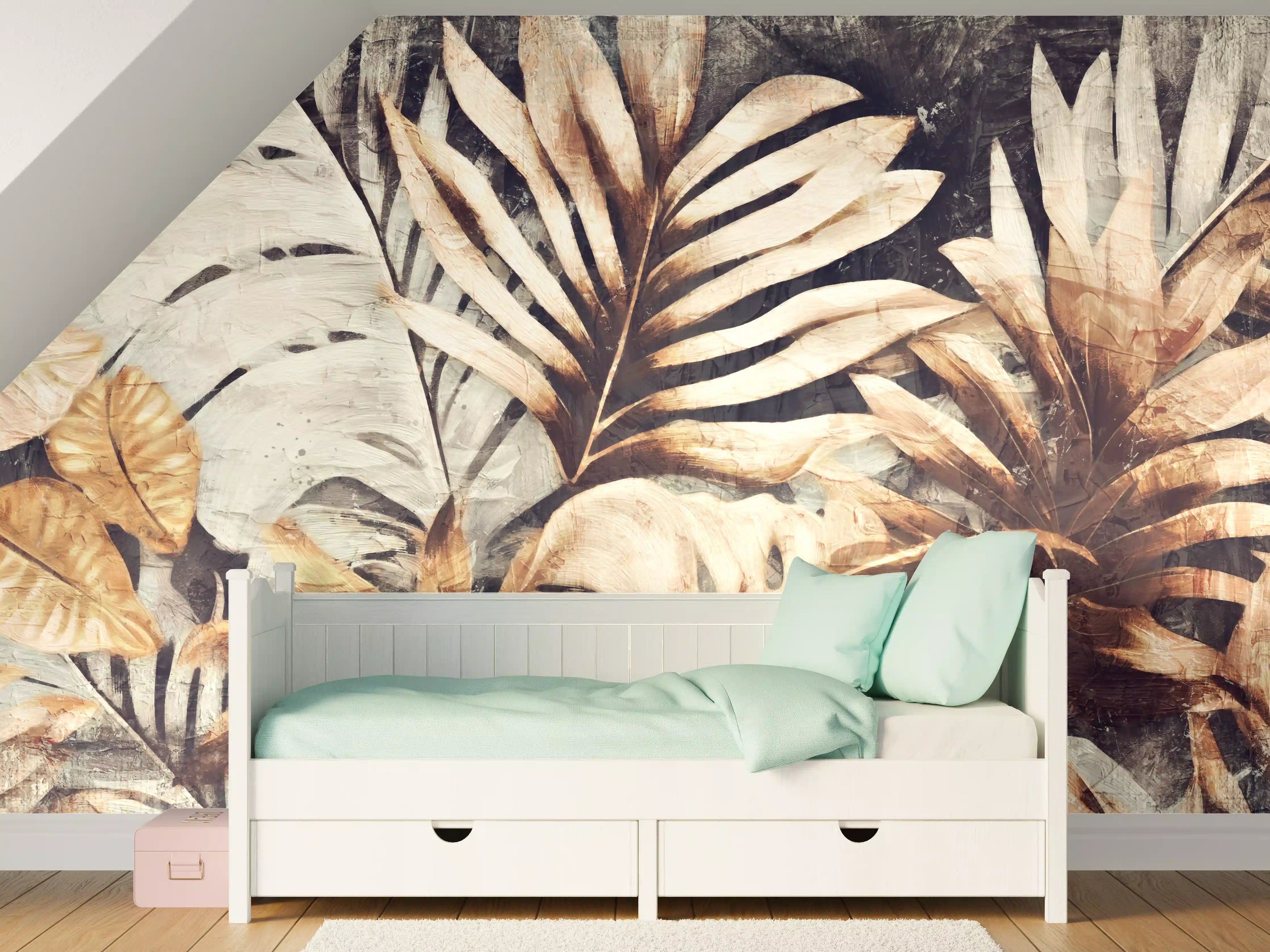 Kinderzimmer Wandgestaltung - Exotische Dschungel-Pflanzen Textur