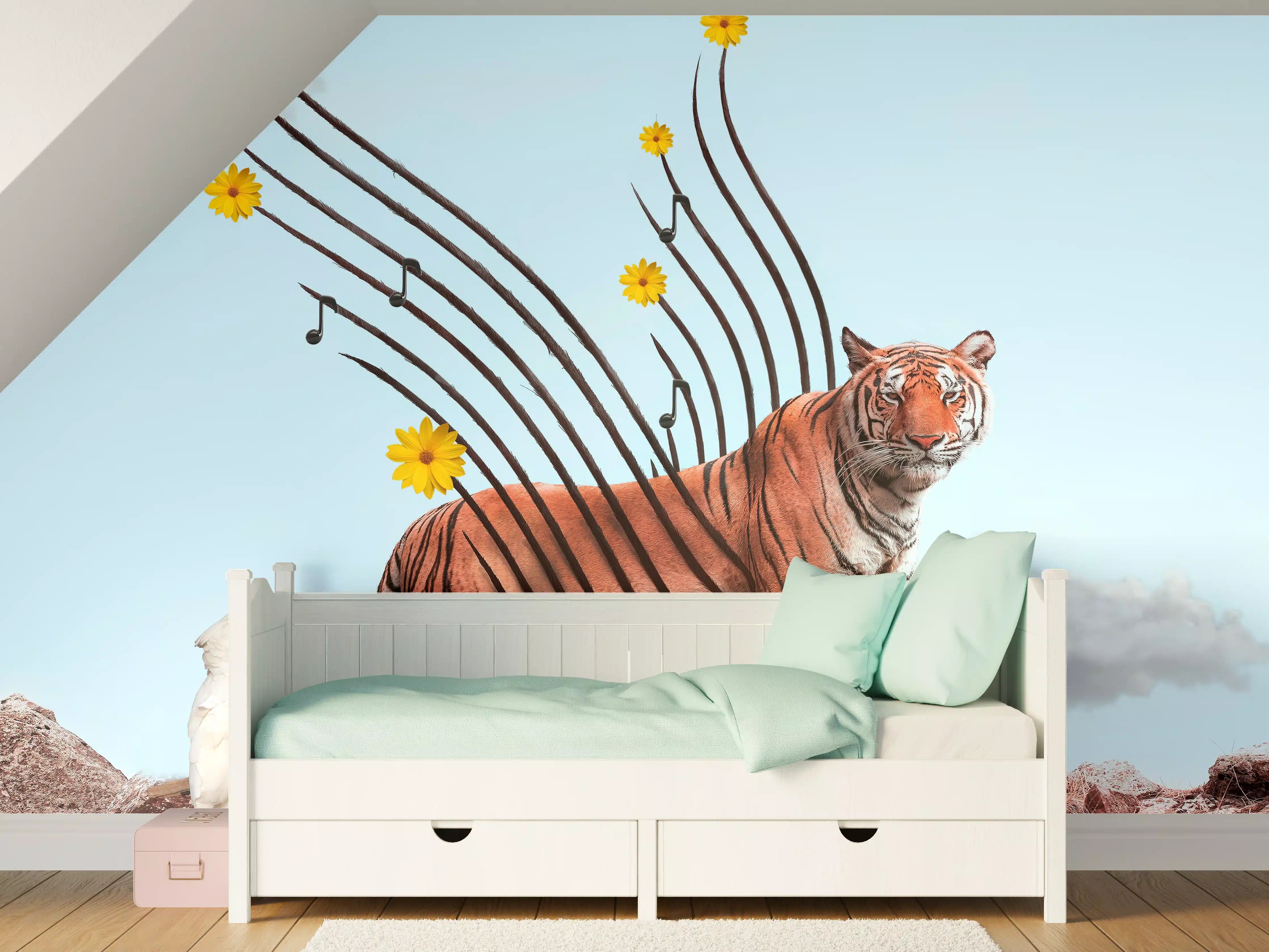 Kinderzimmer Wandgestaltung - Exotischer Tiger - Grafik