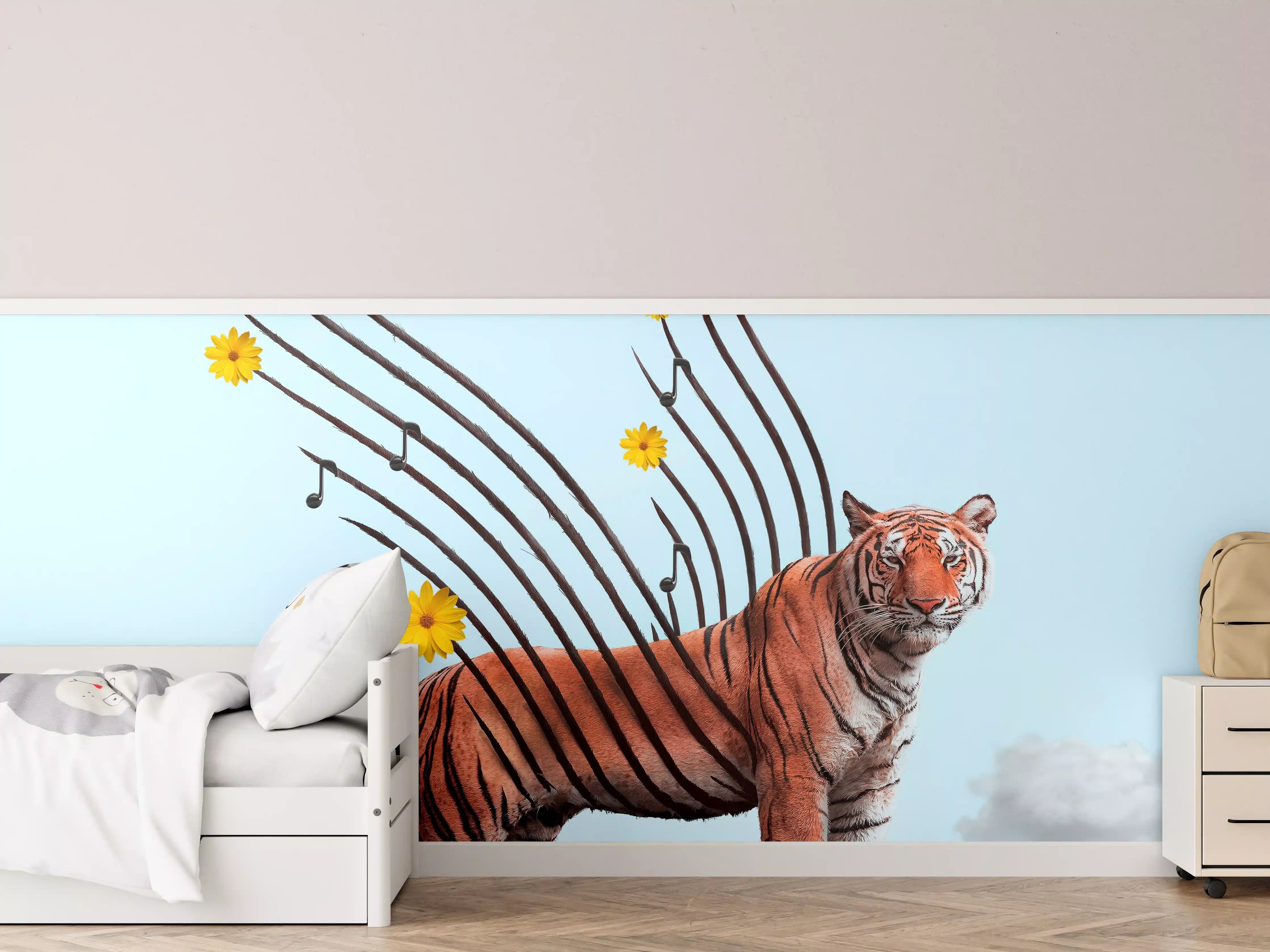 Kinderzimmer Wandgestaltung - Exotischer Tiger - Grafik