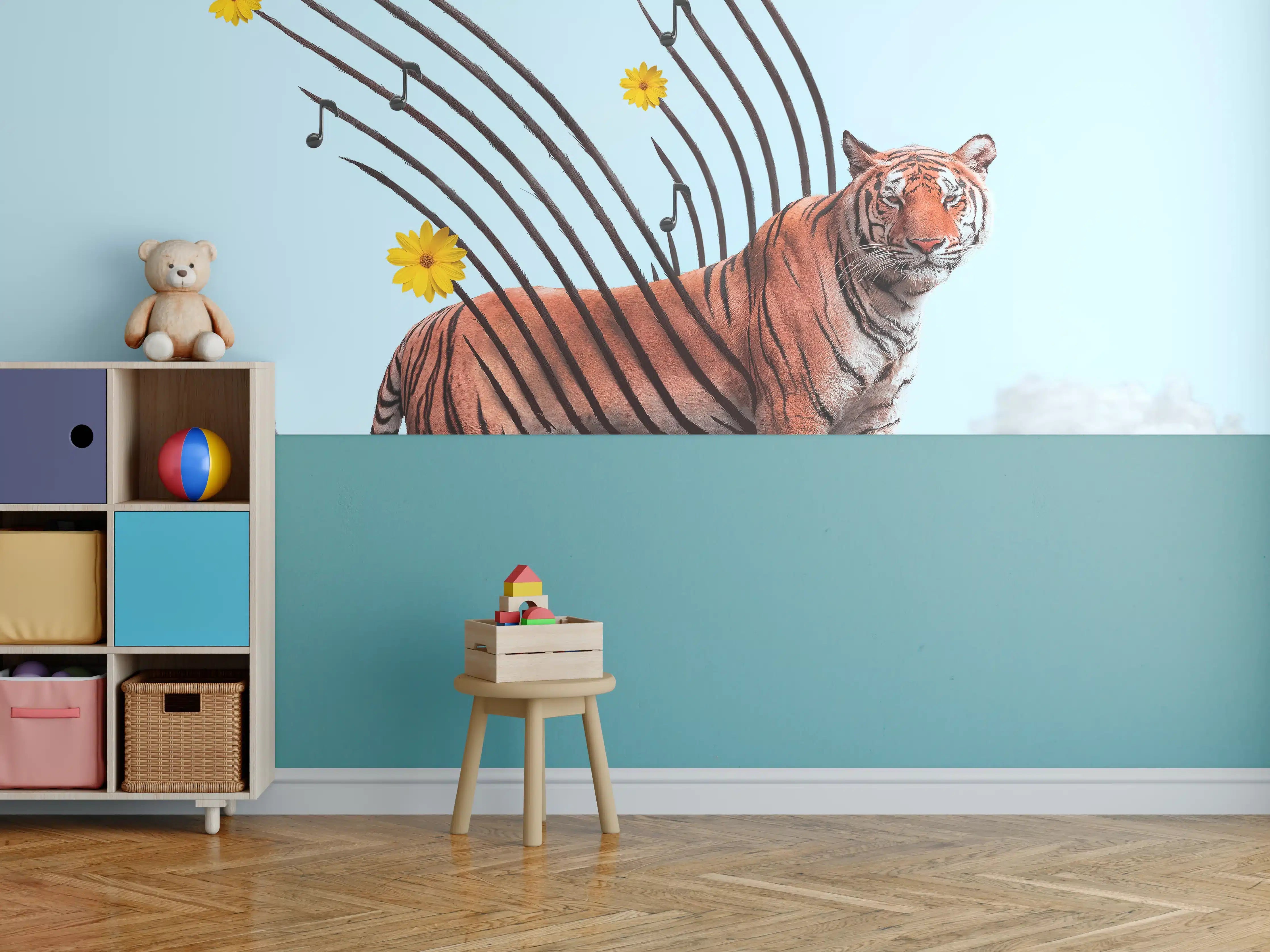 Kinderzimmer Wandgestaltung - Exotischer Tiger - Grafik