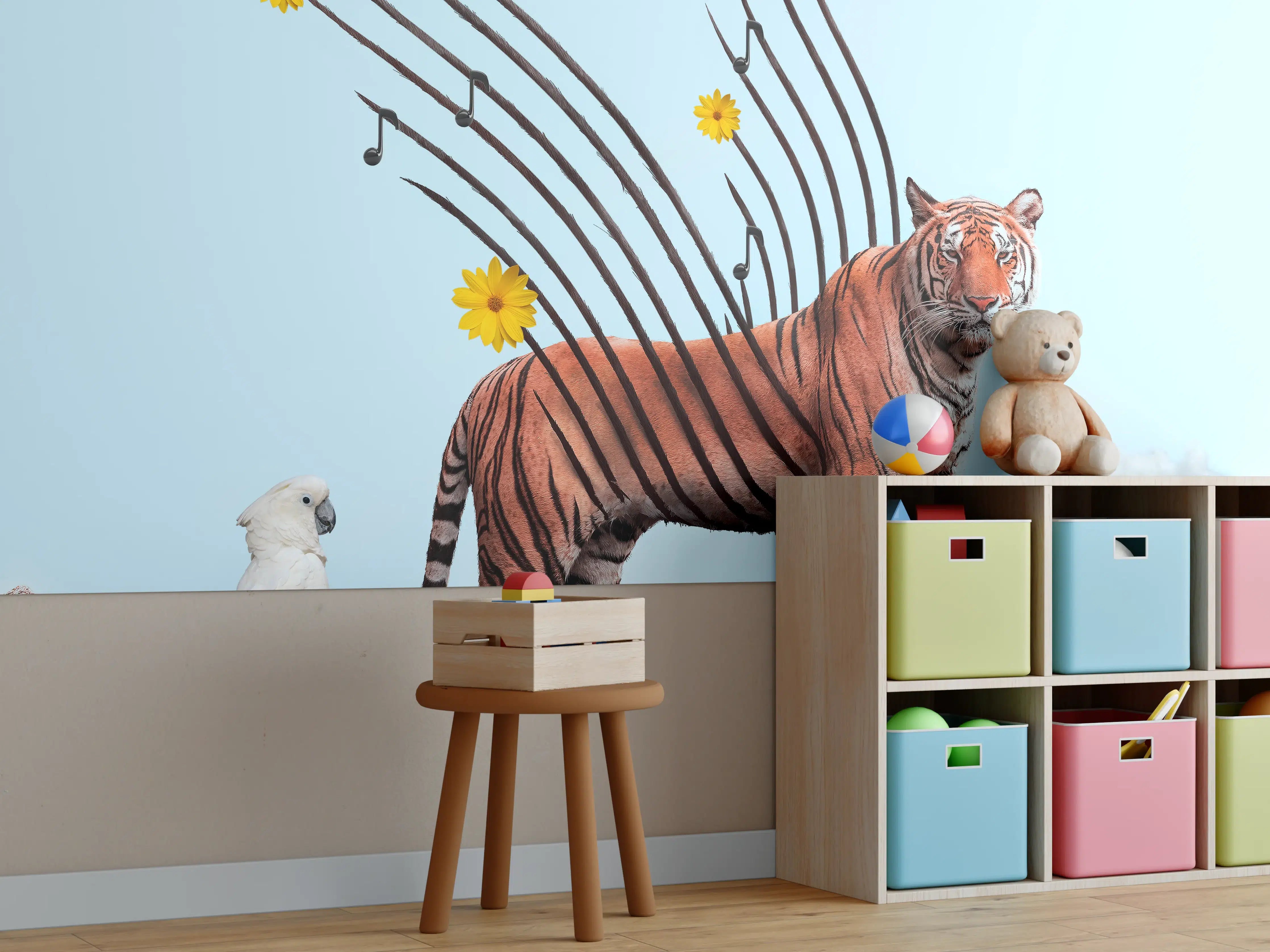 Kinderzimmer Wandgestaltung - Exotischer Tiger - Grafik